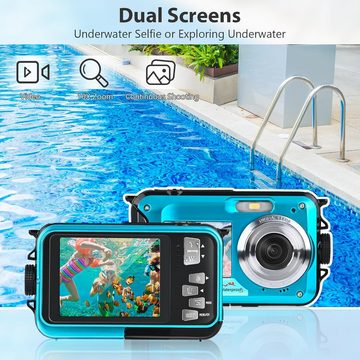 Cbei Unterwasserkamera Full 48MP 10FT Kamera Wasserdicht Dual Screen Vollformat-Digitalkamera (inkl. für Selbstauslöser Unterwasser, Schwimmen, Urlaub, 16X Digital Zoom Schnorcheln wasserdichte Digitalkamera)