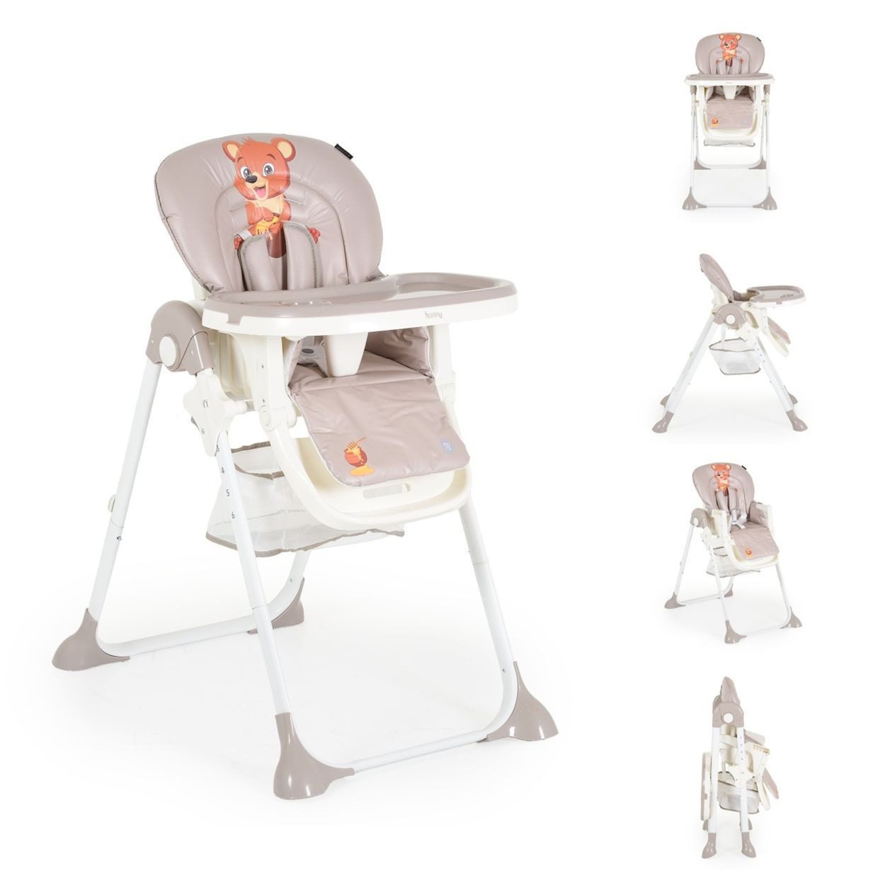 Moni Kombihochstuhl Hochstuhl Hunny, klappbar, 5-Punkt-Sicherheitsgurt zweiteiliger Tisch, Ablagekorb