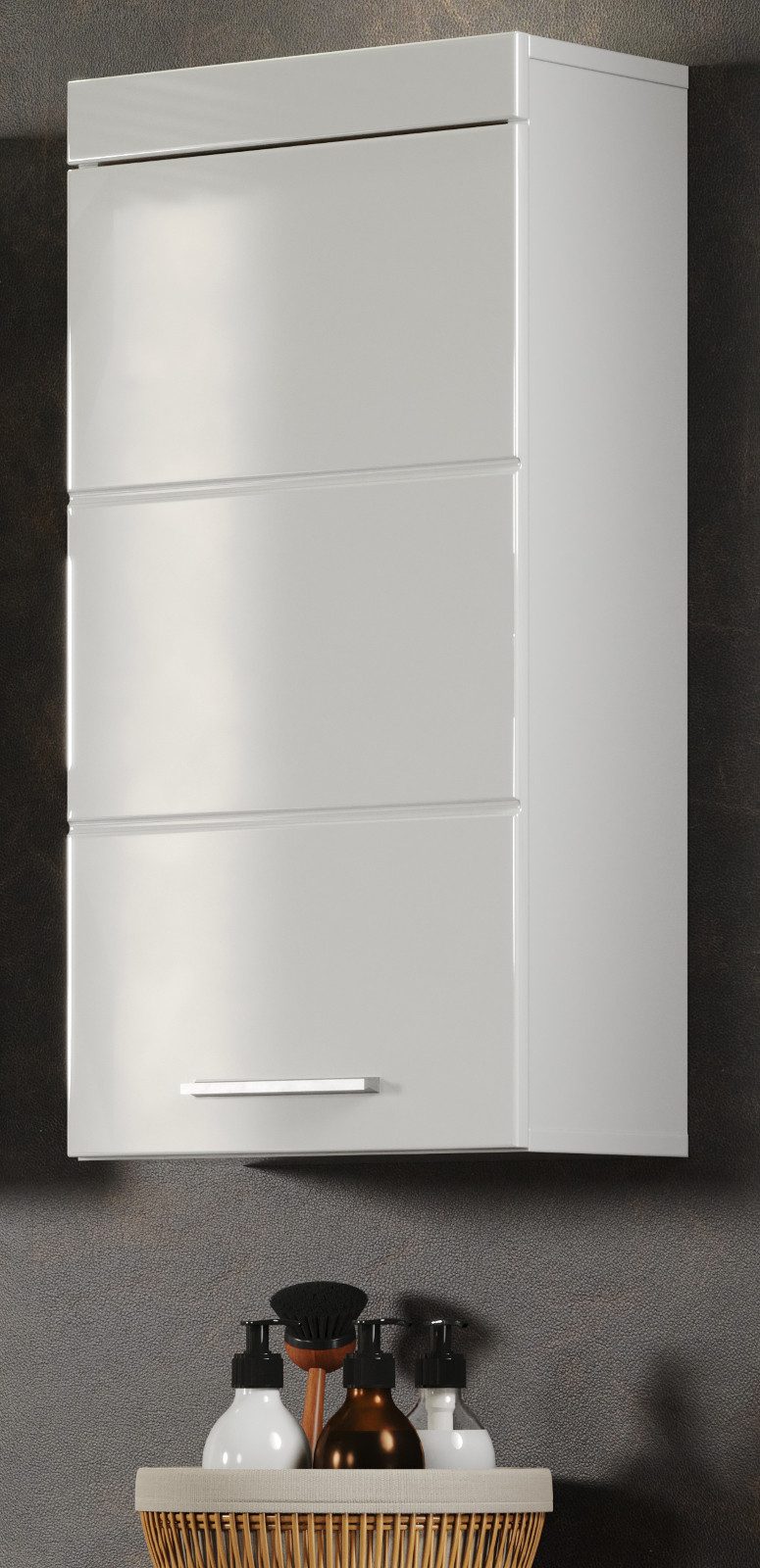 Inn.Furn Hängeschrank Adamo (Badschrank in Weiß Hochglanz, 37 x 77 cm) mit viel Stauraum