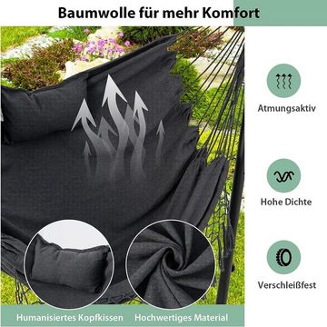 KOMFOTTEU Hängesessel mit Gestell, mit Kopfstütze & Seitentasche & Handyhalter