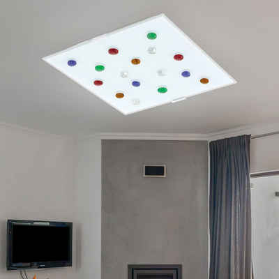 EGLO LED Deckenleuchte, LED-Leuchtmittel fest verbaut, Warmweiß, Hochwertige LED Decken Leuchte Glas Steine weiß klar bunt