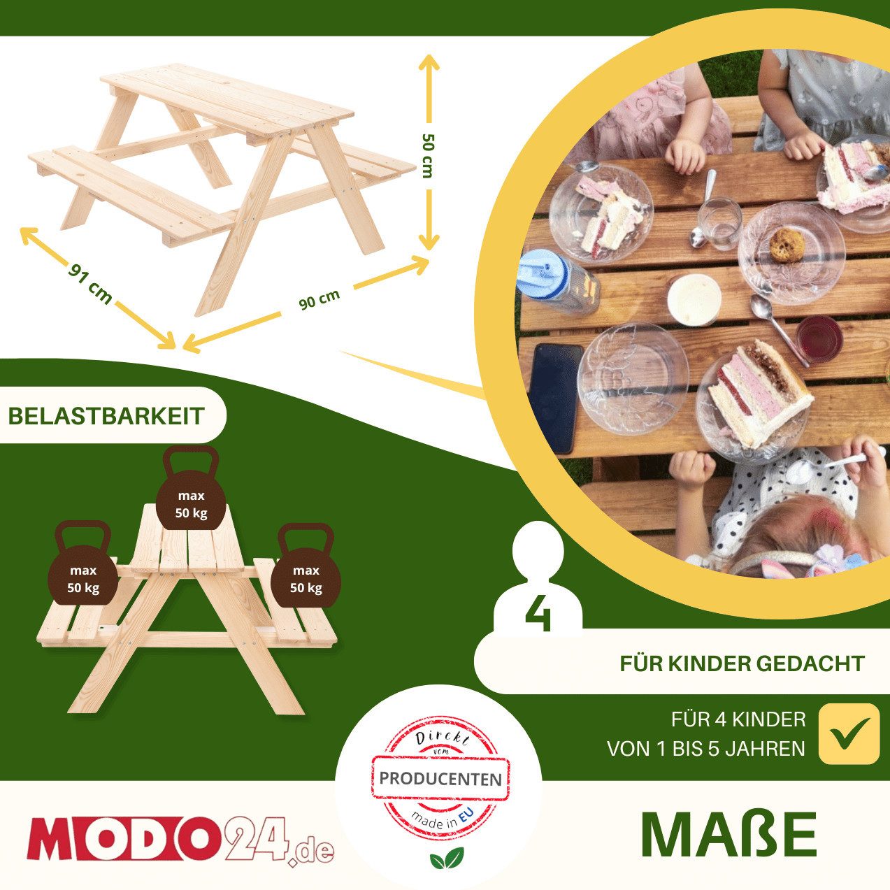 Modo24 Garten-Kindersitzgruppe SPS Kindersitzgarnitur für 4, günstig online kaufen