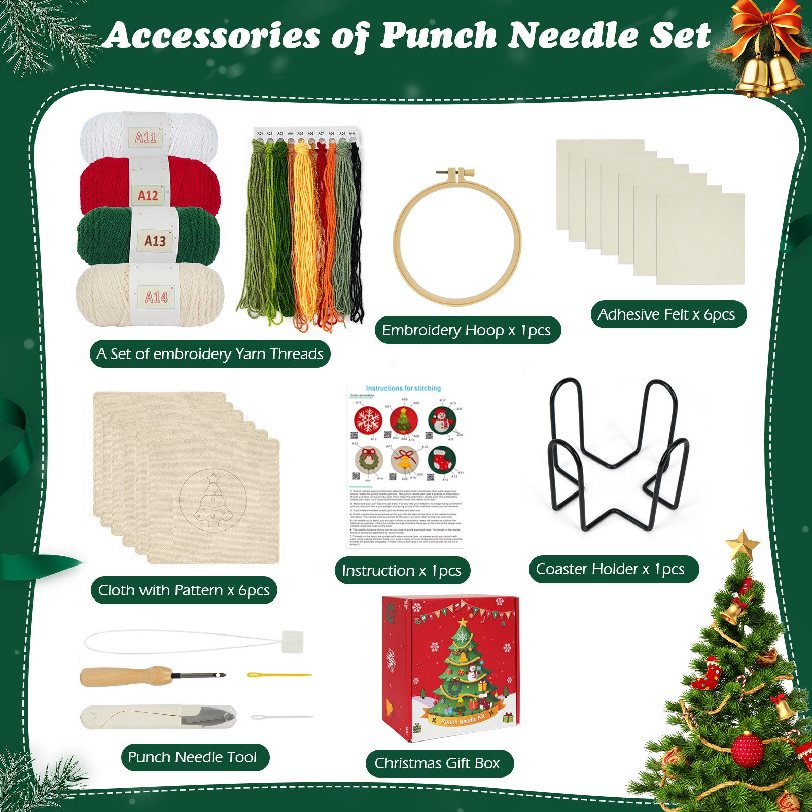 OSTWOLKE Kreativset Punch Needle Kit Weihnachten Untersetzer für Anfänger W günstig online kaufen
