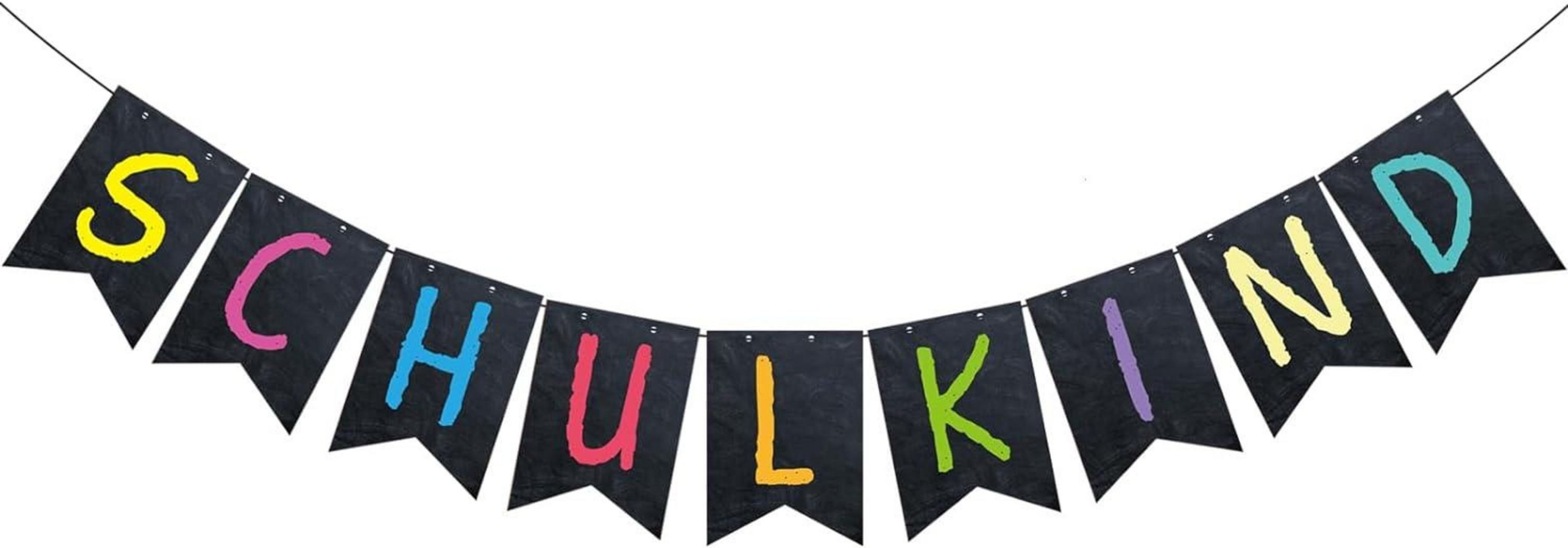 Hängedekoration Einschulung Deko Schwarz Schulkind Girlande Tafel-Stil Jungen Mädchen
