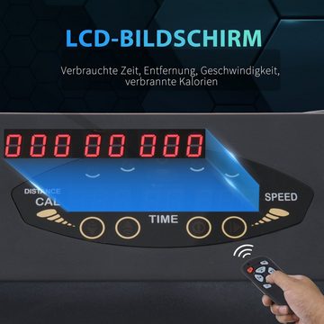 HOMCOM Laufband mit LCD Display, 1-6 Km/h, Stahl, Schwarz (Set, 1-tlg., Faltbares Fitnessgerät), 105L x 56B x 108.5H cm