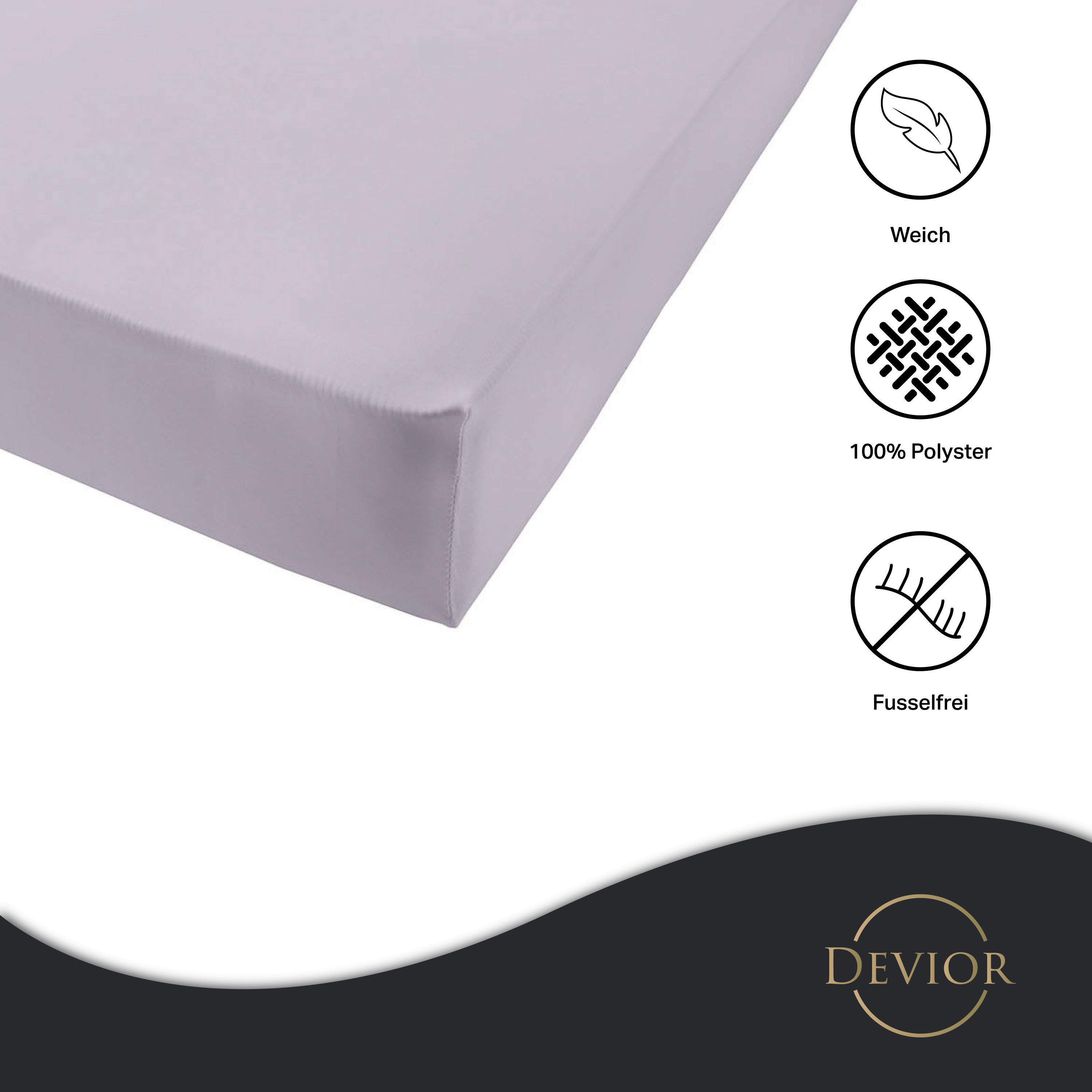 Devior Spannbettlaken aus 100% Mikrofaser mit 135 g/m², schnelltrocknend mit Einlaufschutz, Jersey, Gummizug: Rundumgummizug, für Boxspringmatratze bis 32cm - Microfaser Spannbetttuch 180 x 200 cm