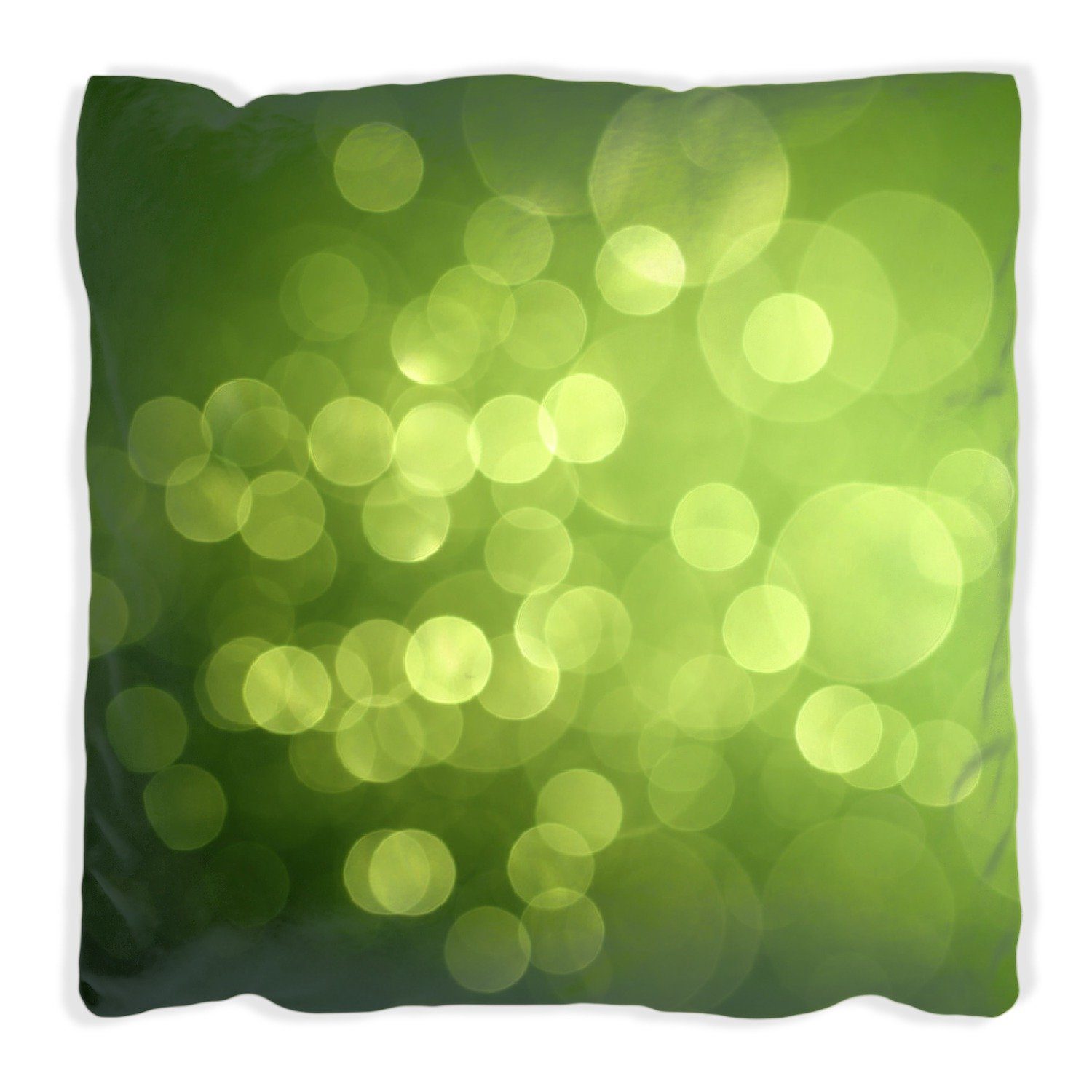 Wallario Dekokissen Abstrakte grüne Kreise grüne Lichtpunkte, handgenäht