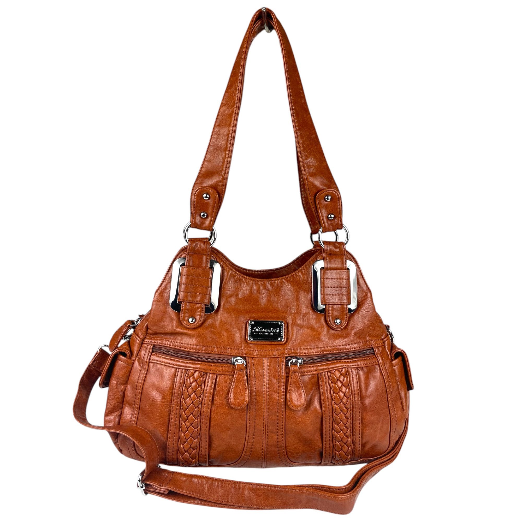 Schultertasche mittelgroße Damen Handtasche mit Fächern 0038