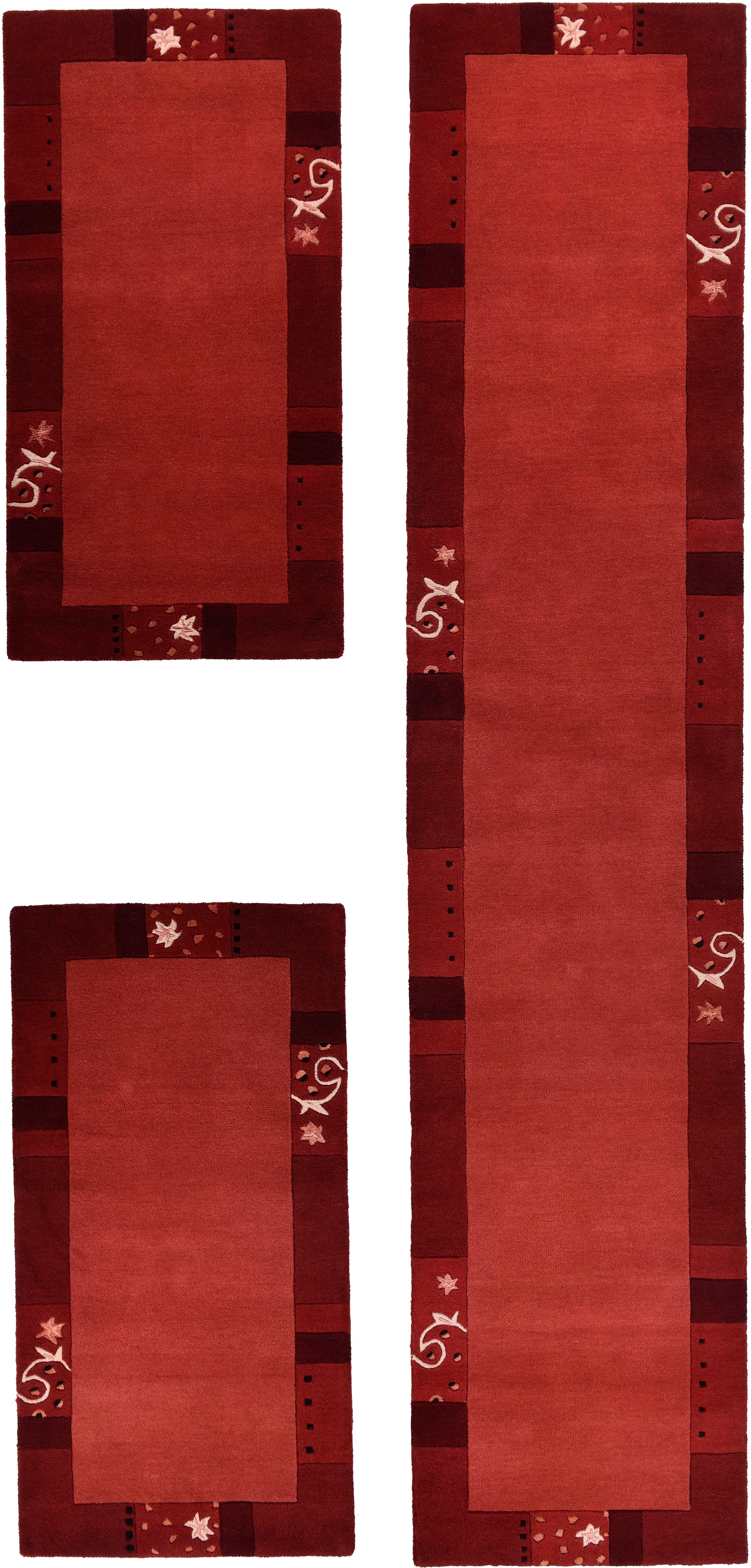 THEKO Bettumrandung Royal Ganges, Höhe 13 mm, (3-tlg), Bettvorleger, 3-teiliges Läufer-Set fürs Schlafzimmer, 95% Wolle