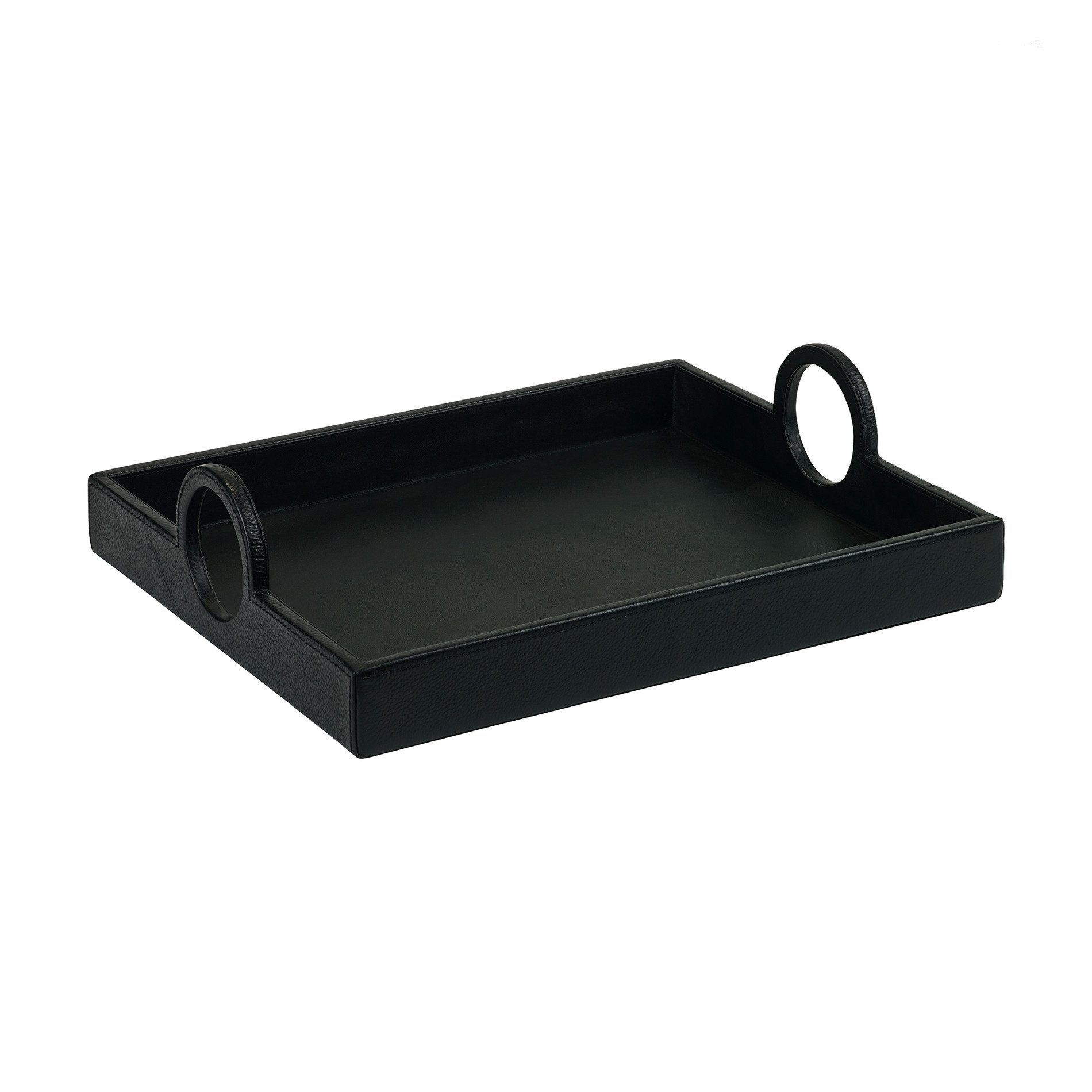 Tablett James Tablett Leder Rechteck schwarz (PU+Leder)