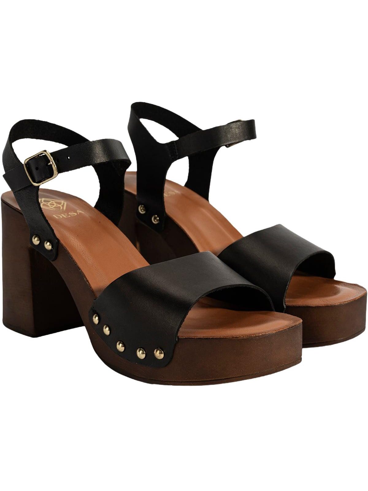 Desa Damen-Ledersandalen – Plateauabsatz, Schnallenverschluss Slipper