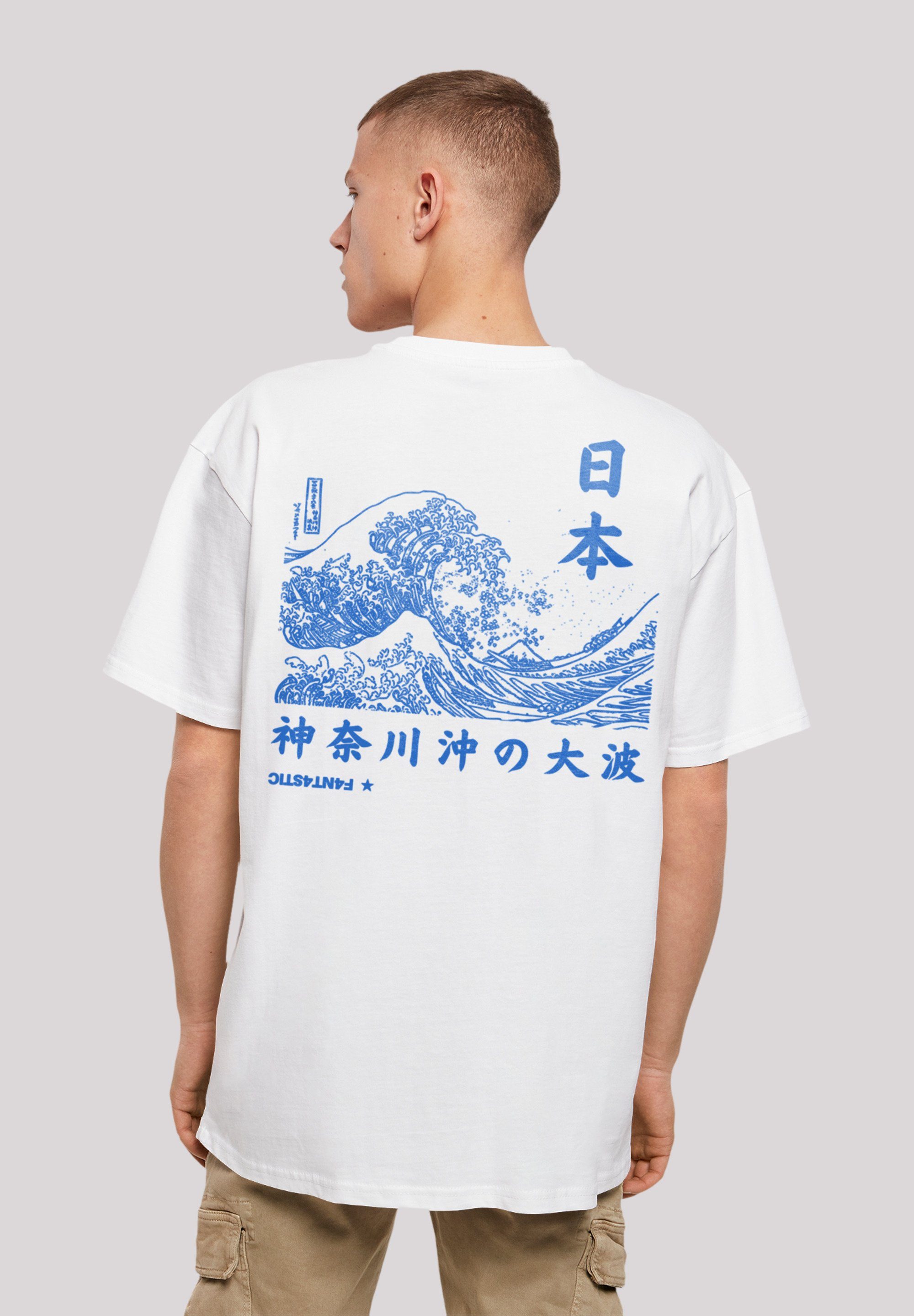 F4NT4STIC T-Shirt Kanagawa Welle Print weiß