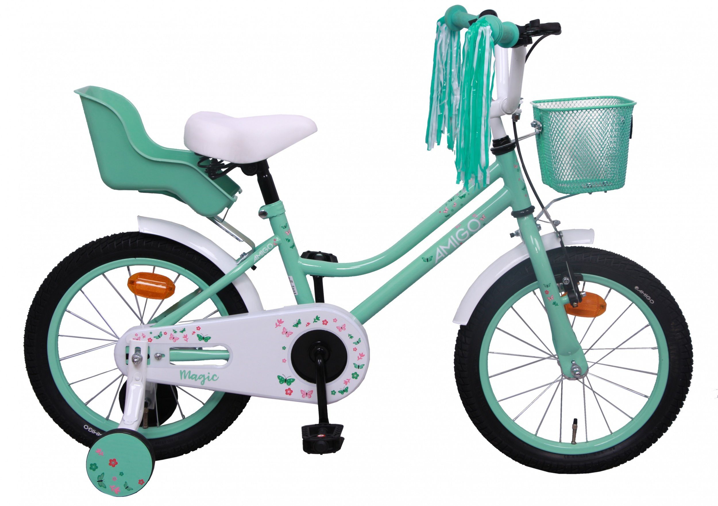 AMIGO Fahrräder Kinderfahrrad AMIGO Magic 16 Zoll Mädchen Kinderfahrrad Rücktrittbremse Türkis