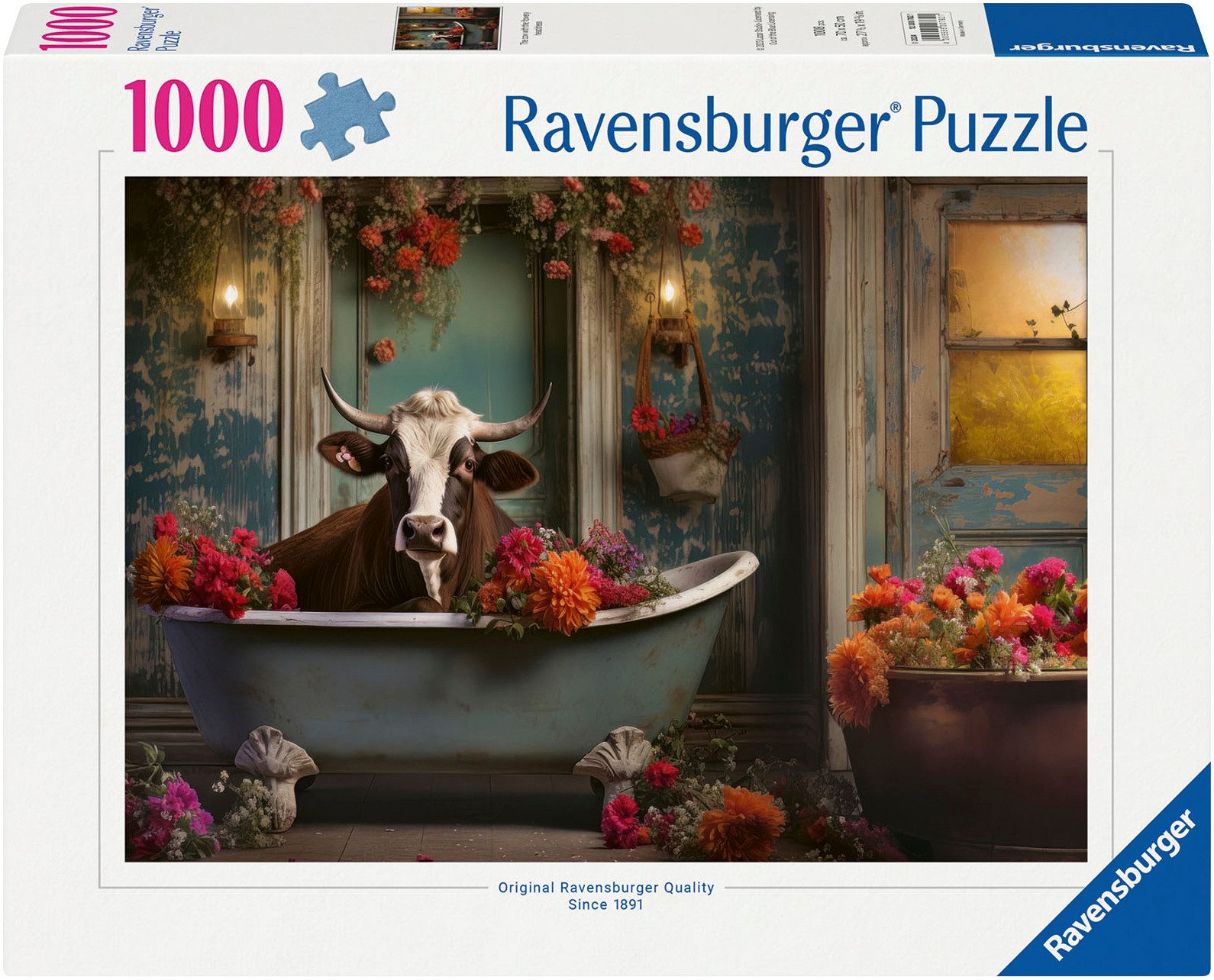 Ravensburger Puzzle The cow in the bathtub, 1000 Puzzleteile, Made in Germa günstig online kaufen