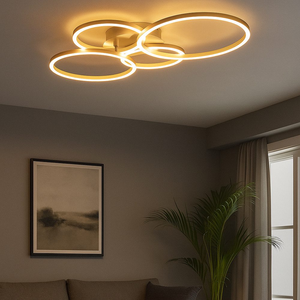 GLOBO LIGHTING LED Deckenleuchte, LED-Leuchtmittel fest verbaut, Warmweiß, Deckenlampe LED Wohnzimmerlampe modern Ringe verstellbar
