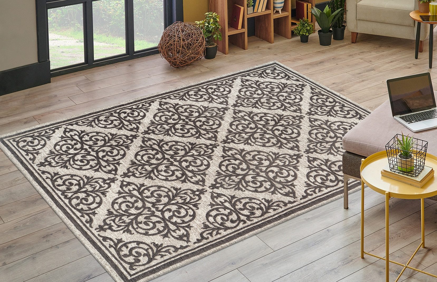 Kayoom Teppich Davis 125, rechteckig, Höhe: 12 mm, edles Design, pflegeleicht, neutrale Farben