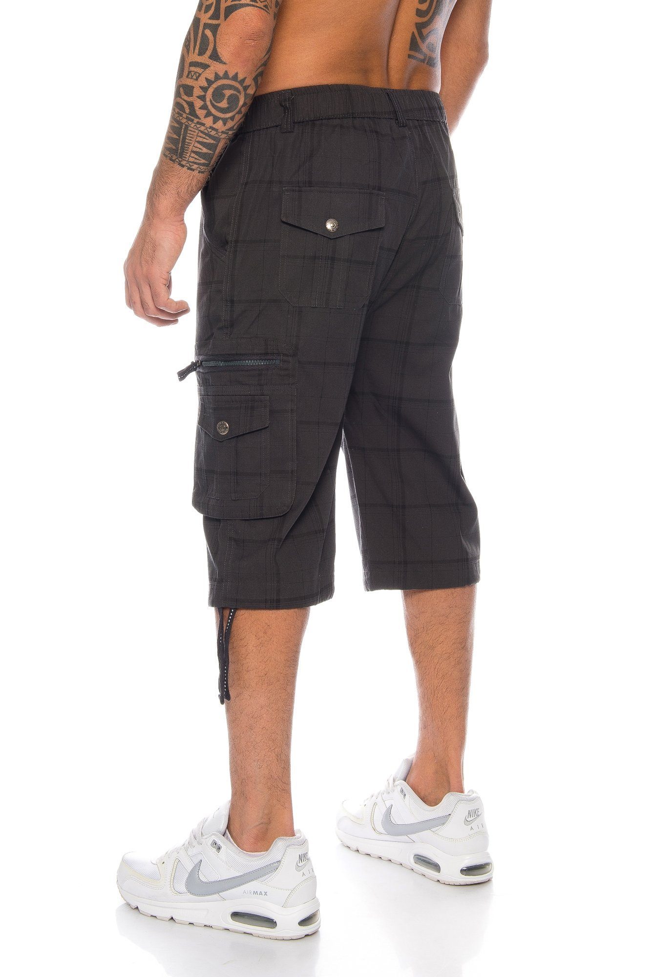Kendindza Collection Cargoshorts 3/4 Bermuda Shorts Herren, Kurze Hose Herren, Cargobermuda Taschen Kopf und Reißverschluss Cargohose