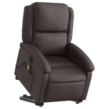 vidaXL Sessel Massagesessel mit Aufstehhilfe Elektrisch Dunkelbraun Echtleder (1-St)