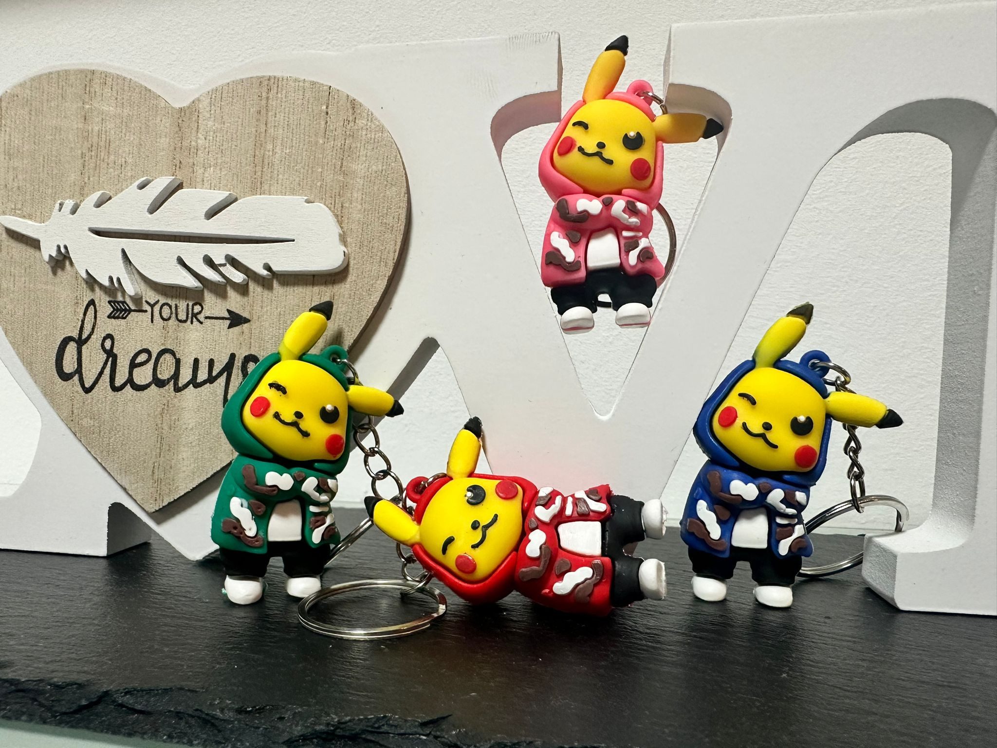 soma Schlüsselanhänger Schlüsselanhänger Pokemon Pikachu Mini Anhänger Geschenk Cartoon grün, Schlüsselanhänger Haustierschlüsselanhänger Geschenk Hund Frau Herren