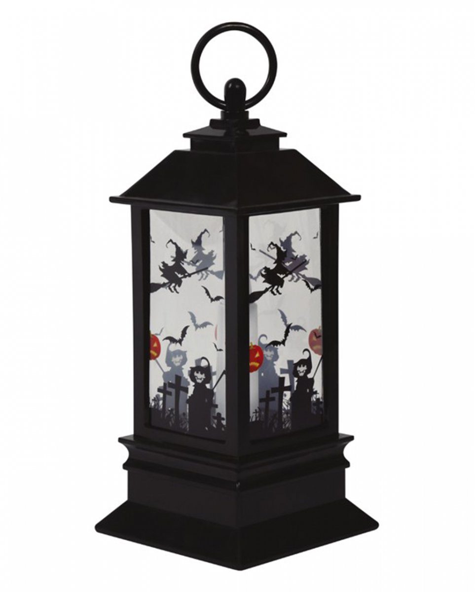 Horror-Shop Dekoobjekt Laterne mit Halloween Motiven und LED Kerze 18cm