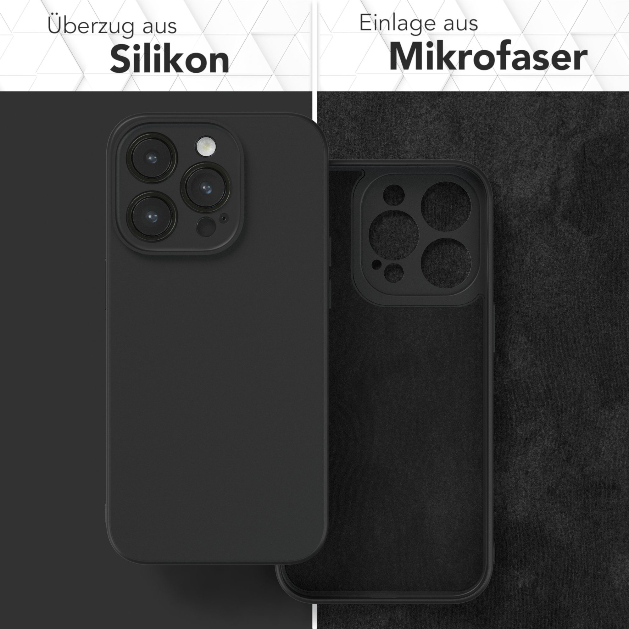 EAZY CASE Handyhülle für Apple iPhone 14 Pro Hülle Silikon 6,1 Zoll, Silikon Schutzhülle mit Kameraschutz kratzfest Back Cover Etui Schwarz – Bild 3 von 5
