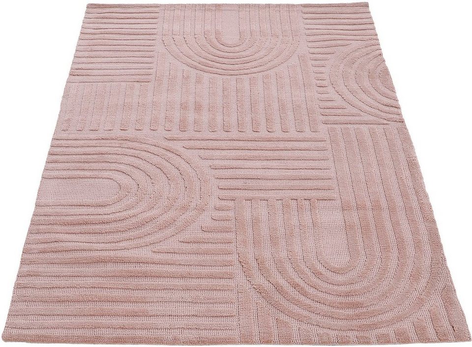 Teppich Holly 4 - Soft Touch Microfaser Teppich, carpetfine, rechteckig,  Höhe: 12 mm, Boho Scandi, weiche dichte getuftete Hoch-Tief-Struktur,  Wohnzimmer
