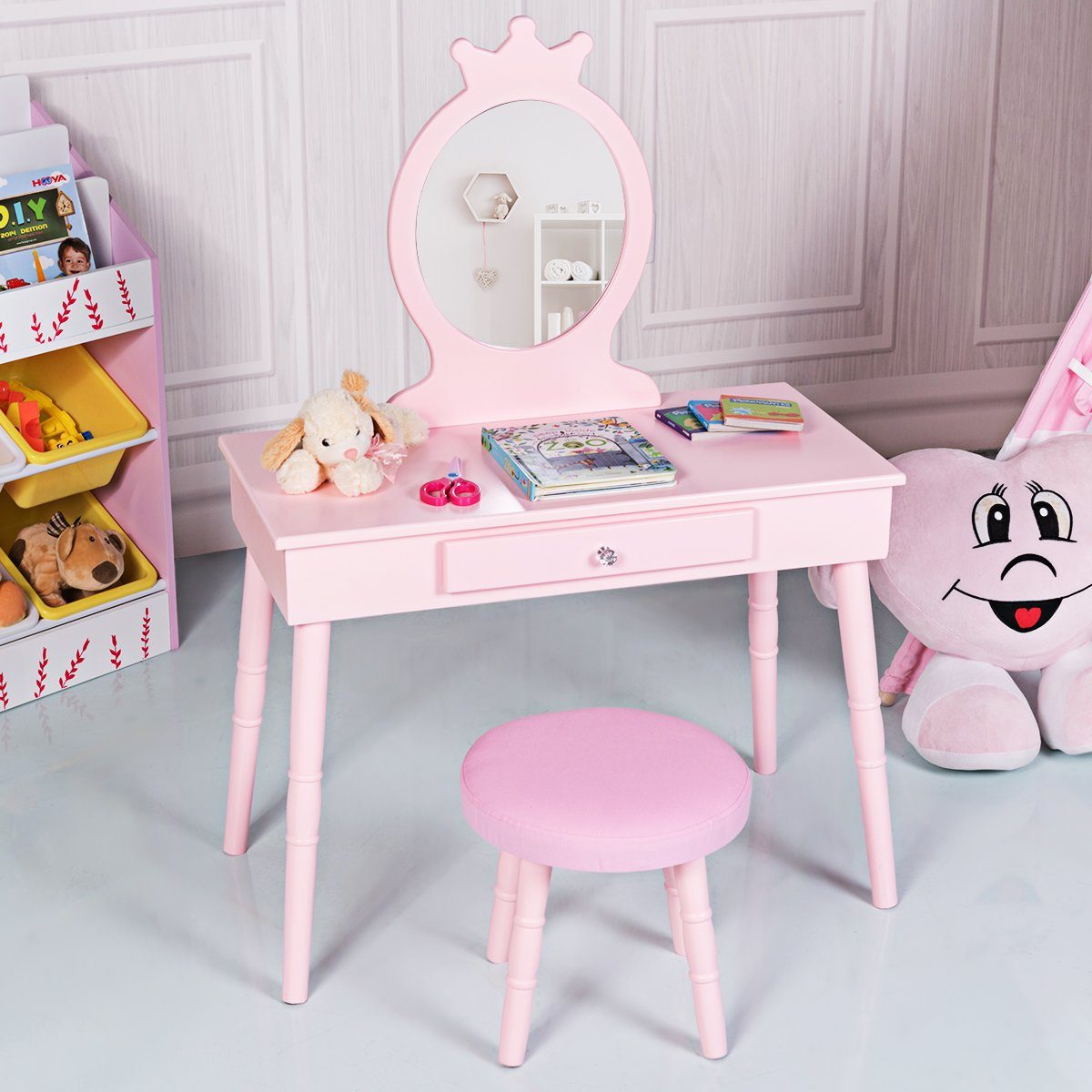 COSTWAY Schminktisch Kinderschminktisch mit Hocker, Kinder, günstig online kaufen