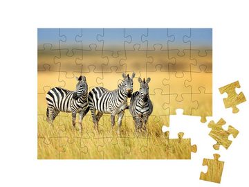 puzzleYOU Puzzle Drei Zebras im kenianischen National Park, 48 Puzzleteile, puzzleYOU-Kollektionen Zebras, Tiere in Savanne & Wüste