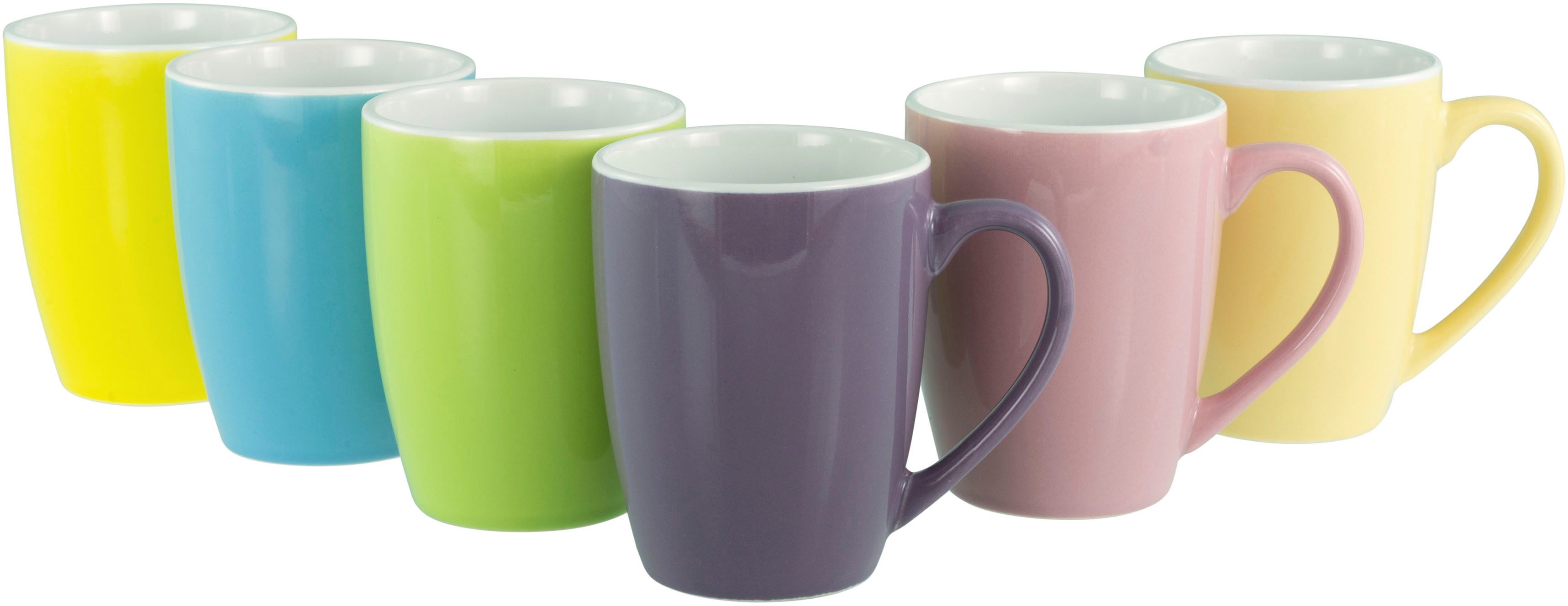 CreaTable Becher Universal Fresh Bicolor, Becher 35 cl, 6-tlg., 6-tlg., Steinzeug, Frische Farben
