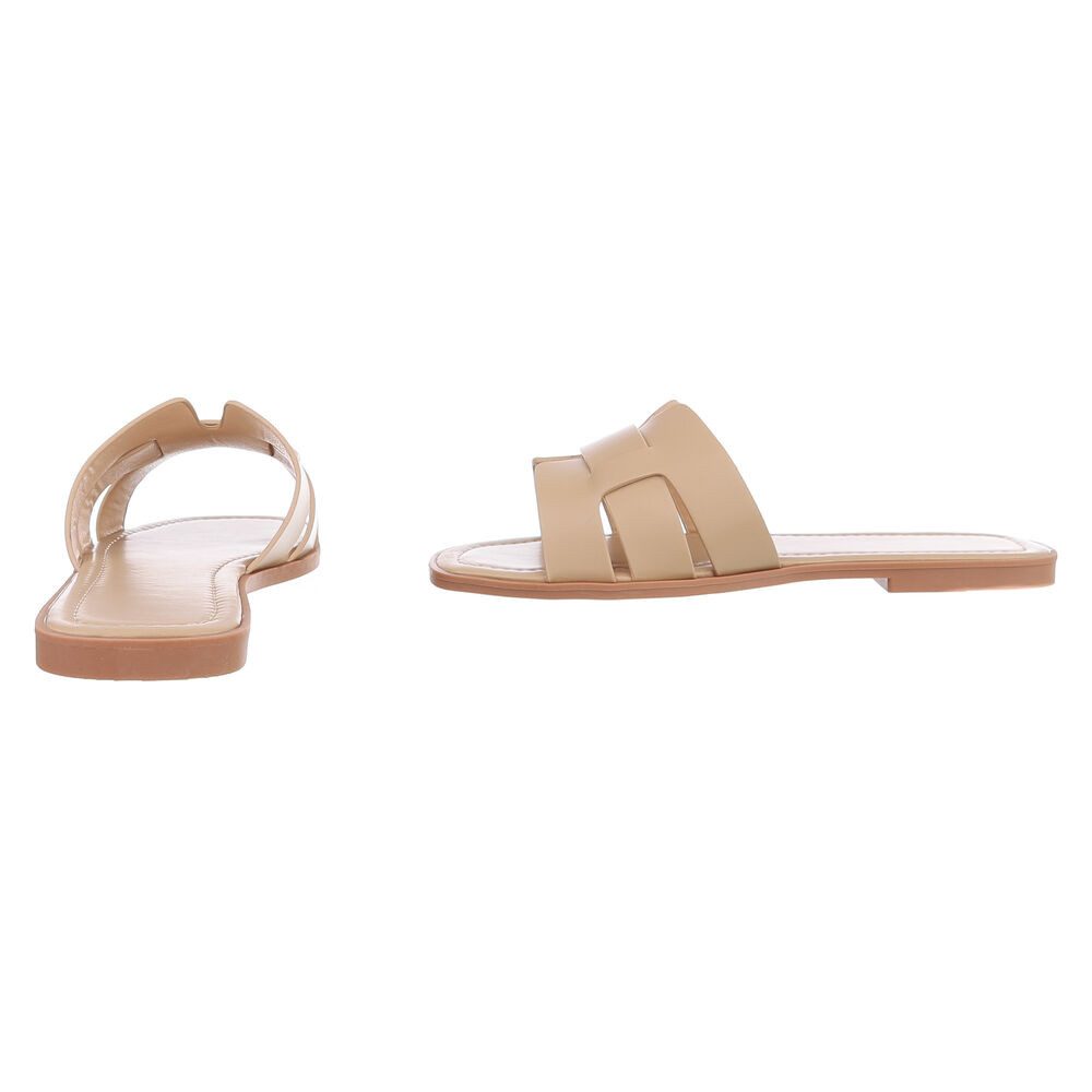 Ital-Design Moderne Sandalen für Freizeit und Sommervergnügen Pantolette (89322868) Blockabsatz Pantoletten in Hellbraun – Bild 5 von 5
