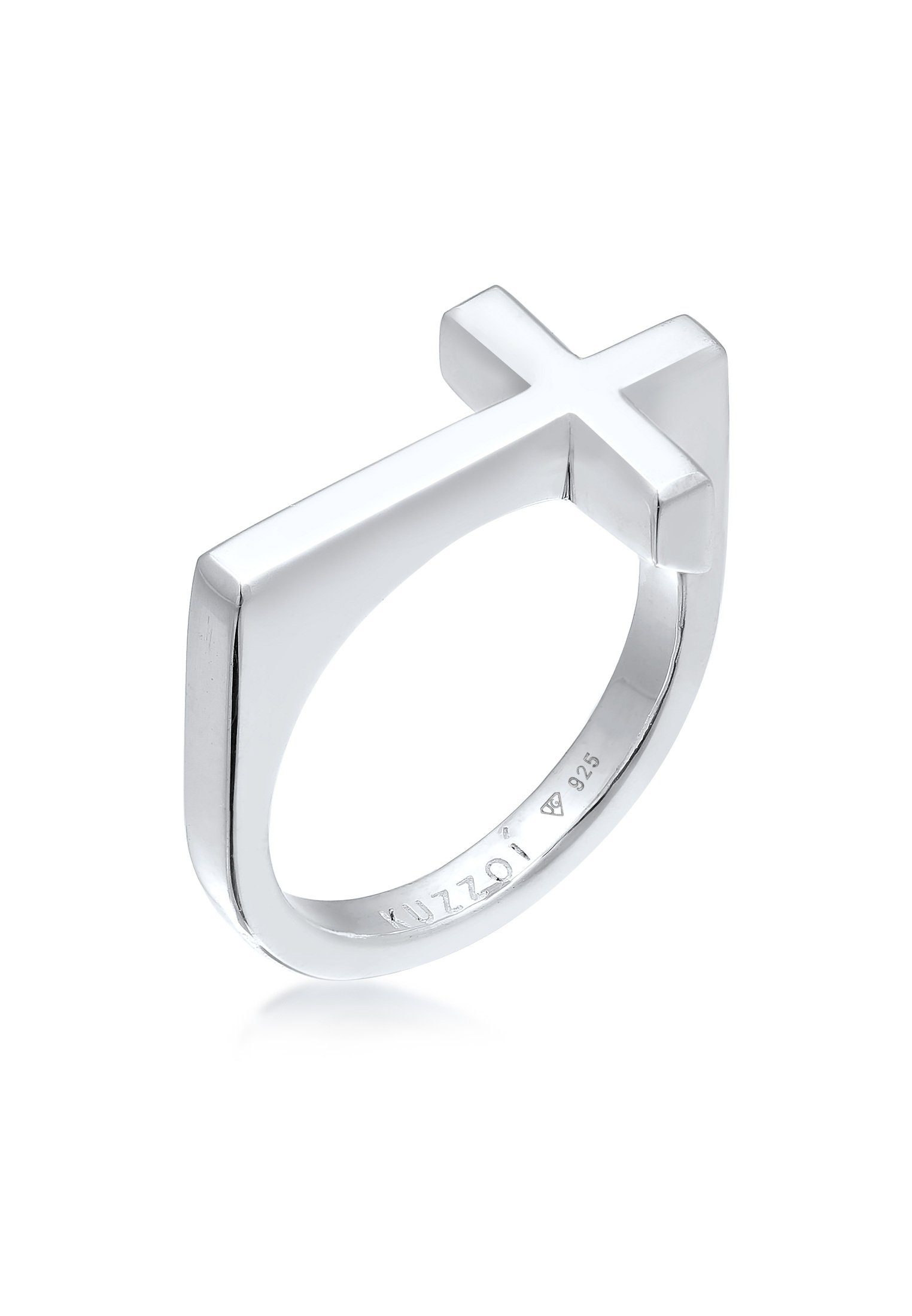 den Symbol-Ring Modern Kreuz 925 Herren Kuzzoi gestalteter Silber, Schlicht Mann Silberring Trendig für