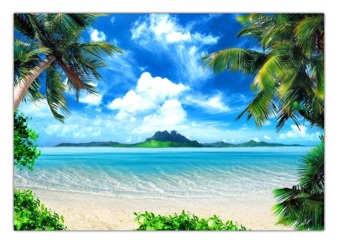 LYSCO Poster XXL Plakat Strand, Palmen, Magical Coast - Insel Küste Palmen Strand, weißer Sand, blauer Himmel (F206) (100 x 70 cm DIN B1), Wandbild, Wandposter