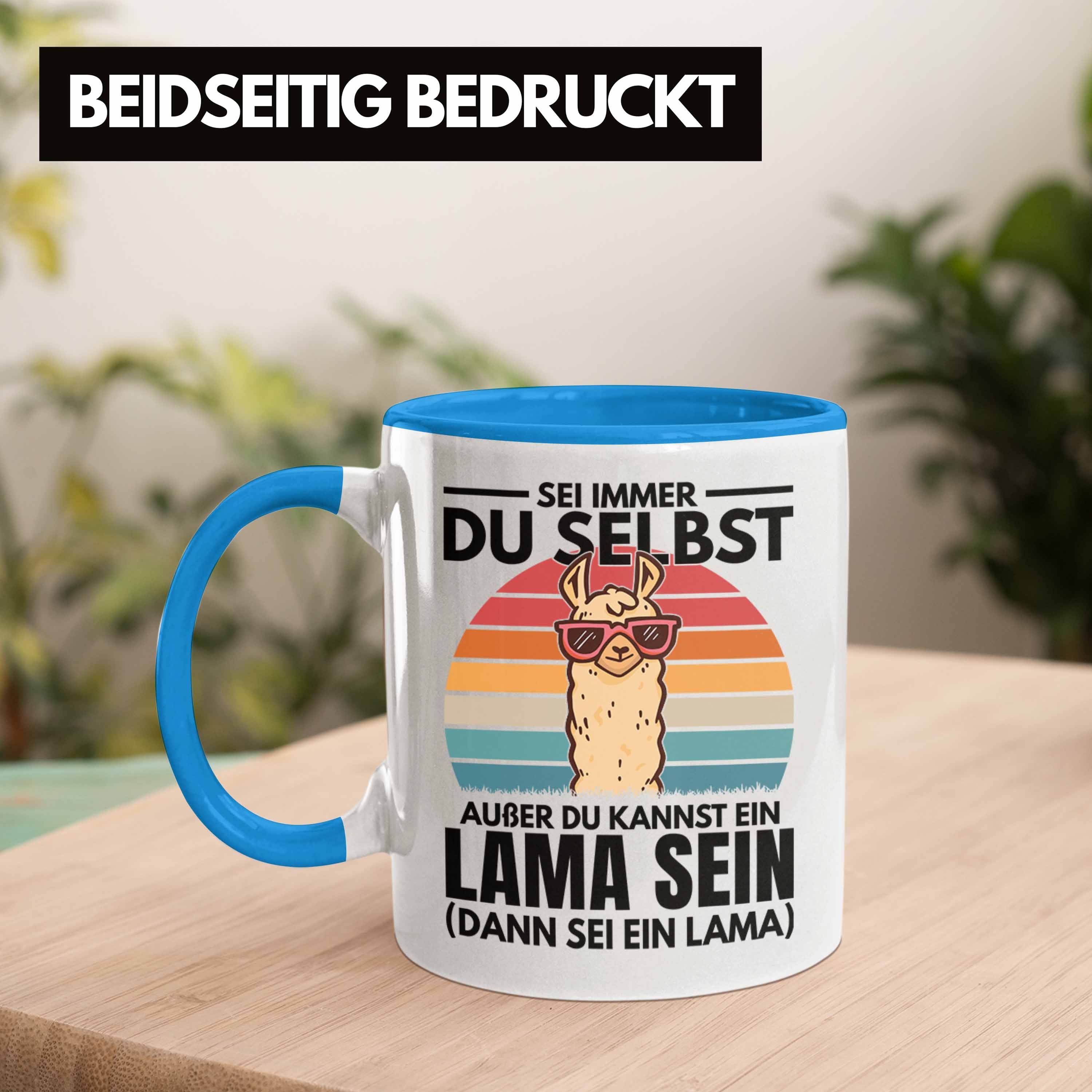 Trendation Tasse Trendation Lama-Liebhaber Immer Geschenkidee Frauen Llama Blau - Du Sei Geschenk Selbst Tasse Alpaka