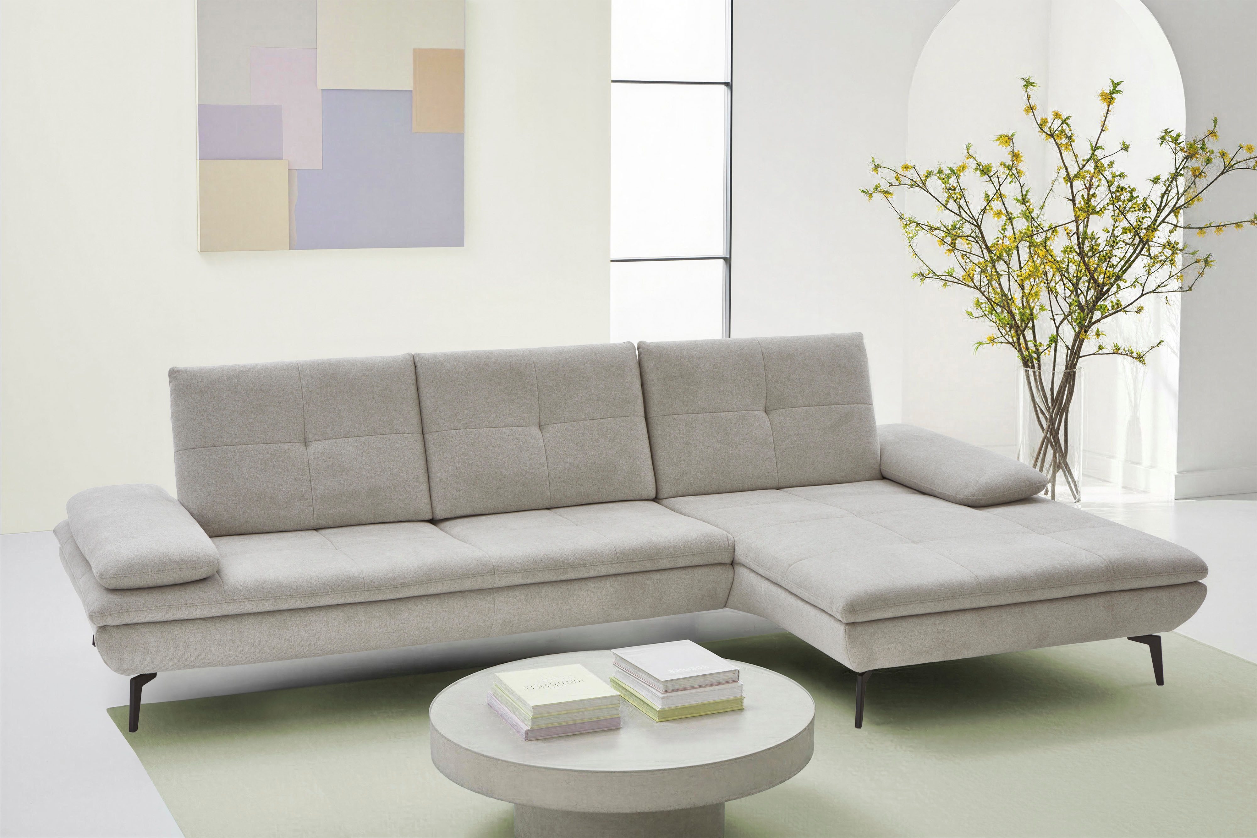 Die PlanBar Ecksofa MP-IN23002 L-Form, 2 Teile, wahlweise mit Armteil- und Sitztiefenverstellung