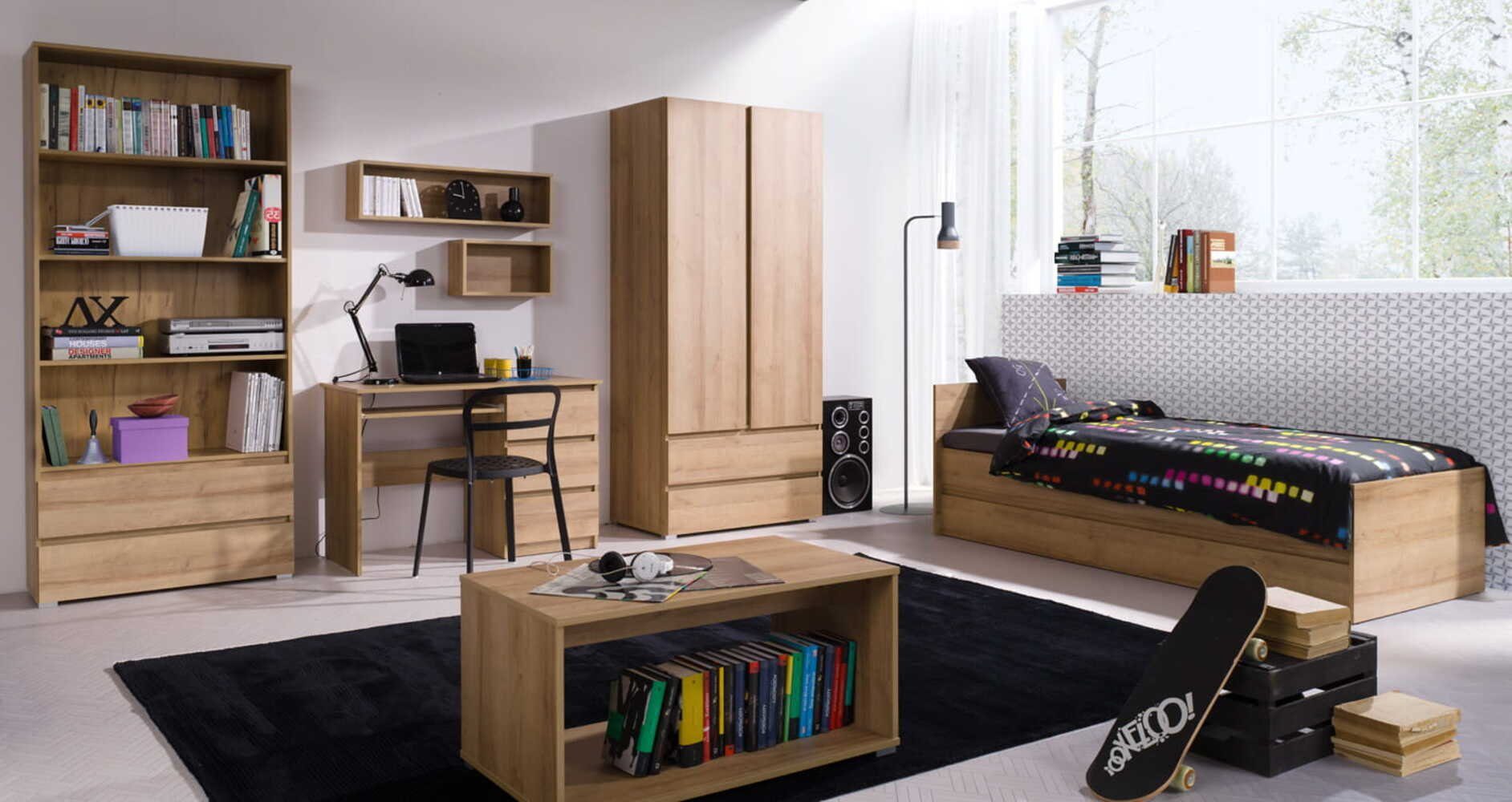 MOEBLO Schreibtisch MOON M09 (Computertisch für Büro Jugendzimmer Kinderzimmer, Einladende Arbeitsfläche für Kreativität und Produktivität, Kinderschreibtisch Schülerschreibtisch Bürotisch), - (BxHxT): 110x75x51 cm