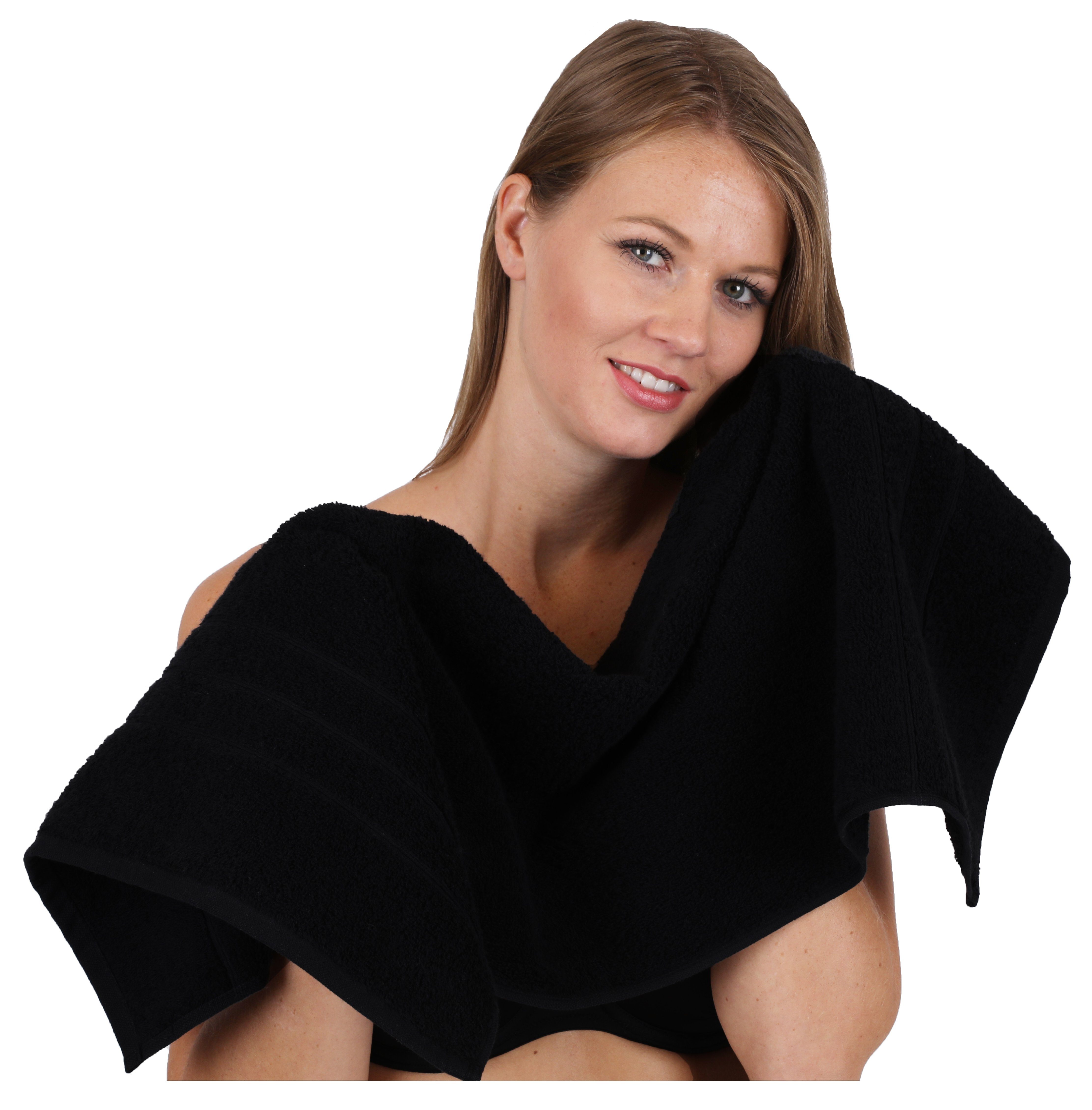 Deluxe Baumwolle, Seiftuch 1 Handtuch-Set Betz 1 schwarz, 100% 100% Handtuch Duschtuch Farbe Badetuch (4-tlg) 1 Set 1 Handtuch Baumwolle 4-TLG.