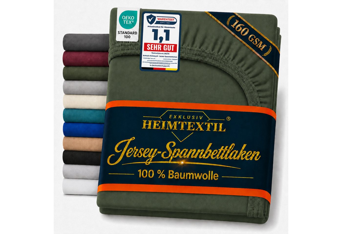 EXKLUSIV HEIMTEXTIL Spannbettlaken Jersey Spannbettlaken Deluxe Marke, Jersey, Gummizug: Rundum, (1 Stück), mit Rundumgummi, 160g/m²