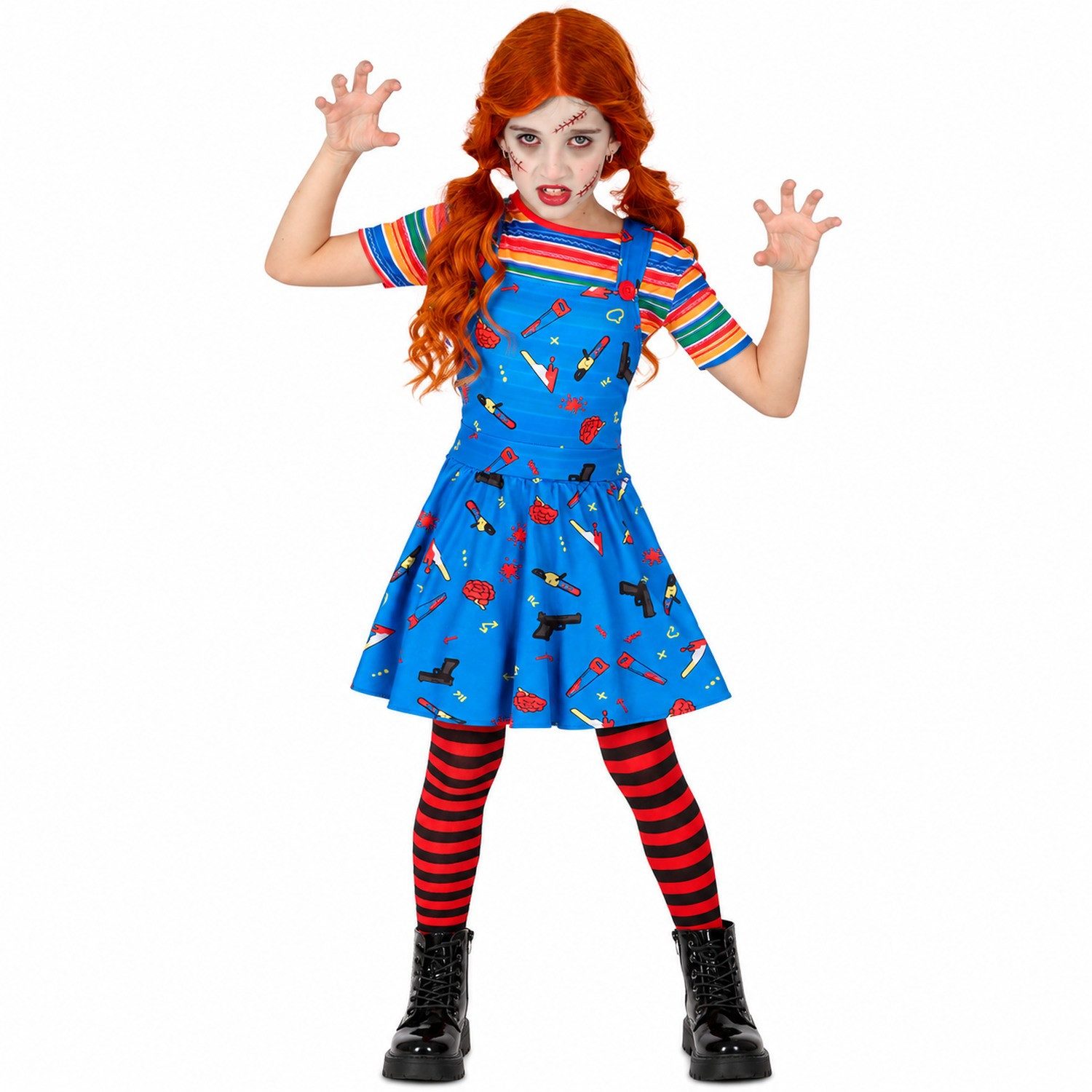 Fiestas Guirca Hexen-Kostüm Halloween Kinderkostüm ''Killer Puppe', Kleid und