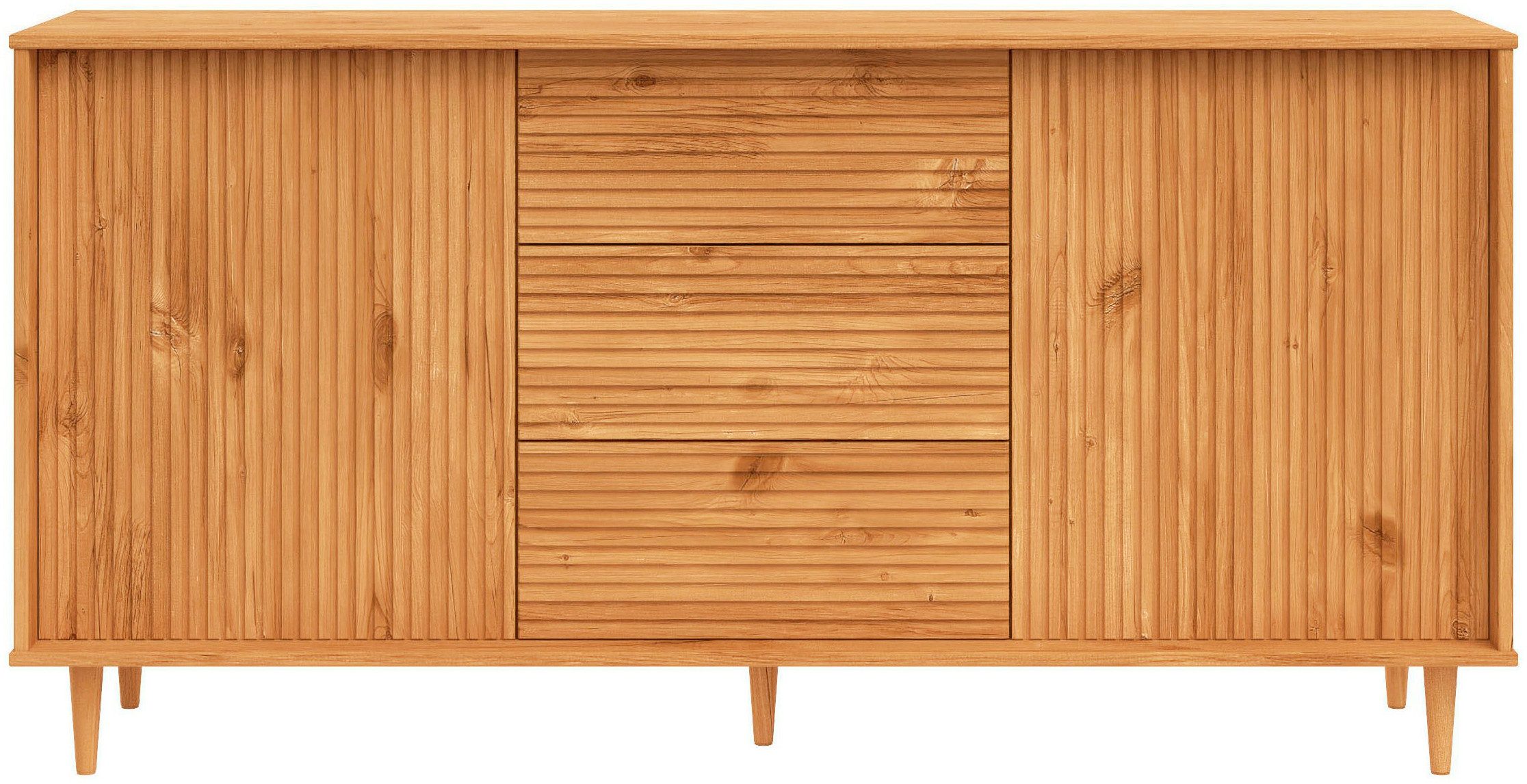 OTTO home Sideboard Malmedy Front mit gefrästen Rillen, Kommode aus massivem Kiefernholz, Push-to-open, Breite 160 cm – Bild 4 von 5