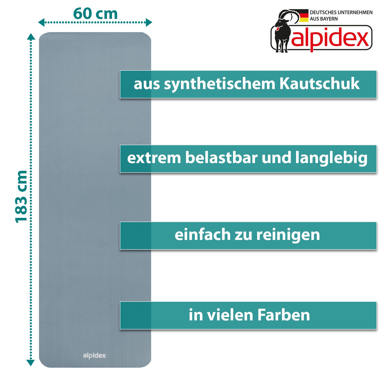 ALPIDEX Yogamatte ALPIDEX Yogamatte 183 x 60 x 0.8 cm – Bild 4 von 5