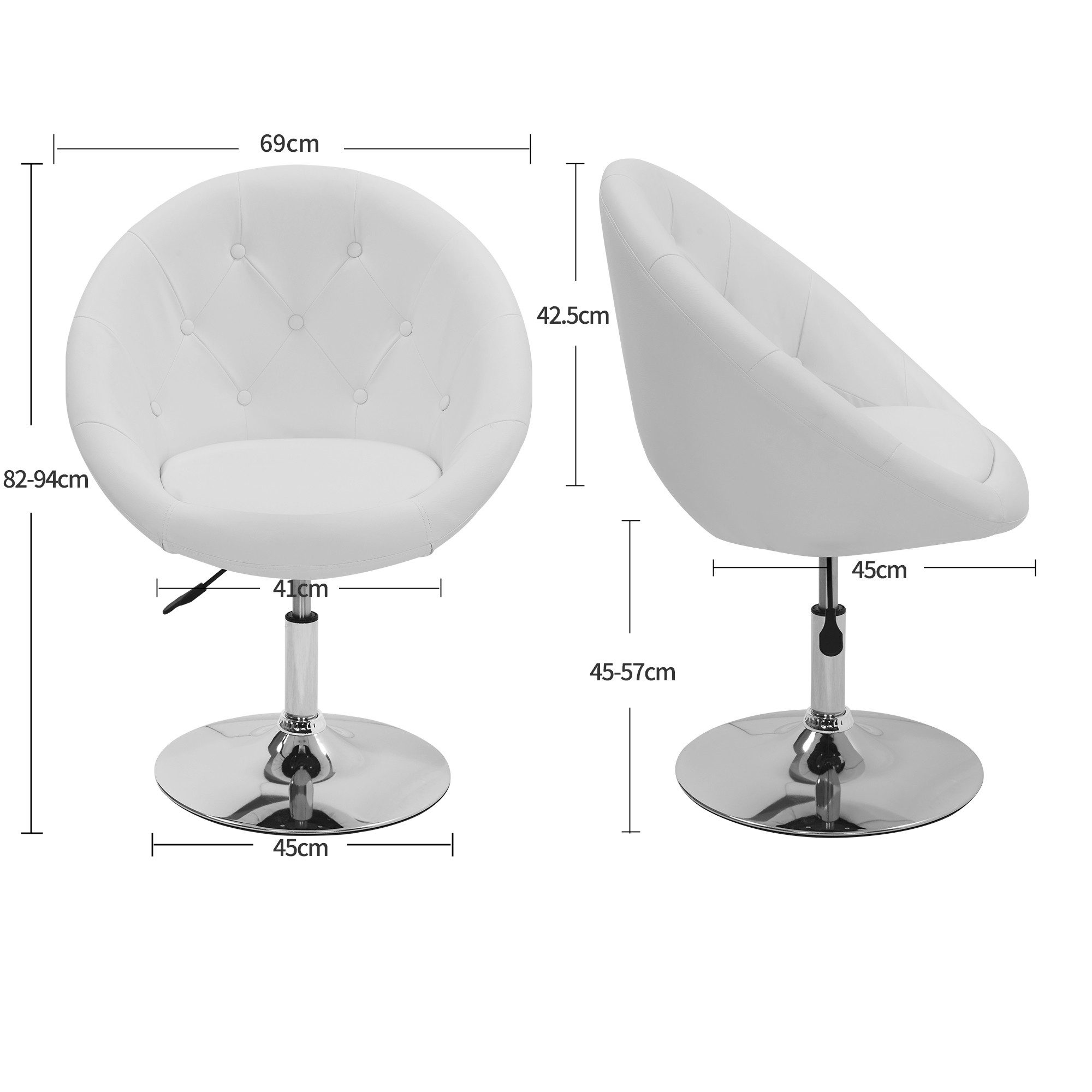 Duhome Loungesessel 509A, Cocktailsessel Clubsessel Schminktischstuhl Drehstuhl Höhenverstellbar