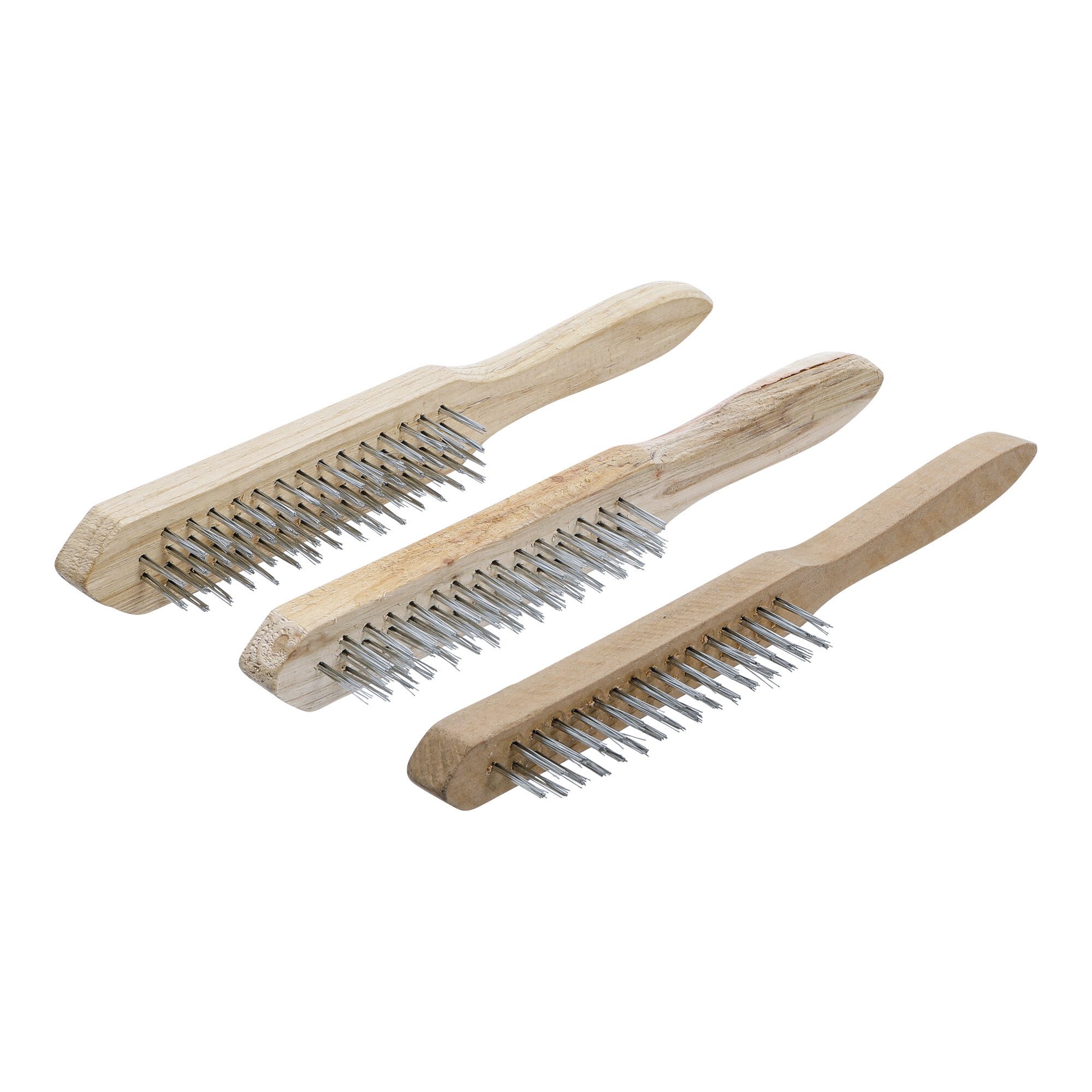 BGS Drahtbürste BGS Do it yourself Drahtbürsten-Satz Holzstiel 2-, 3-, 4-reihig 3 teil
