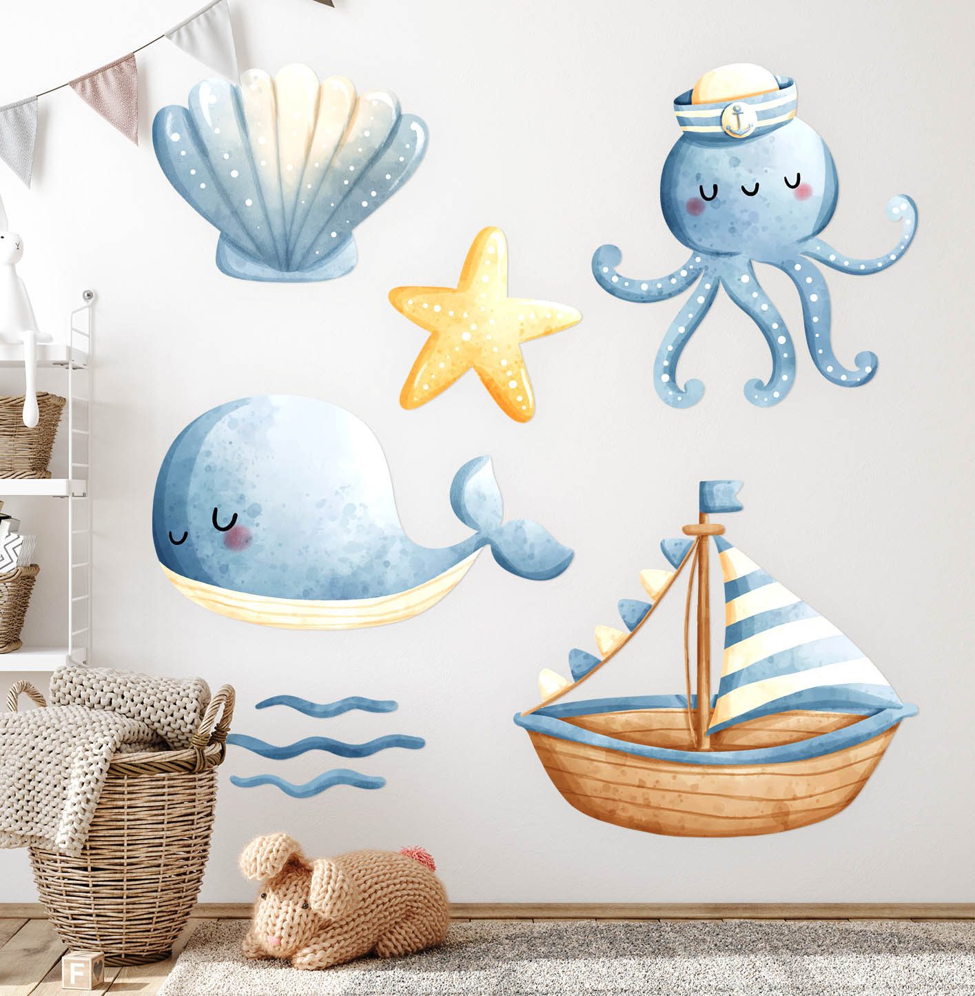 Tulup Wandsticker Wandtattoo Babyzimmer Meerestiere Kinder Wandaufkleber günstig online kaufen