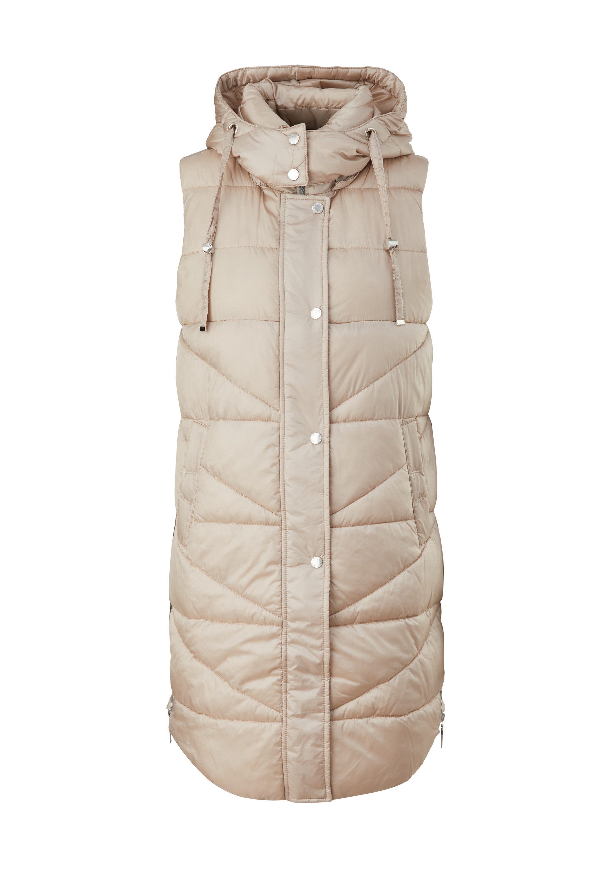 comma Outdoorjacke Outdoor-Weste Lange Steppweste mit Kapuze