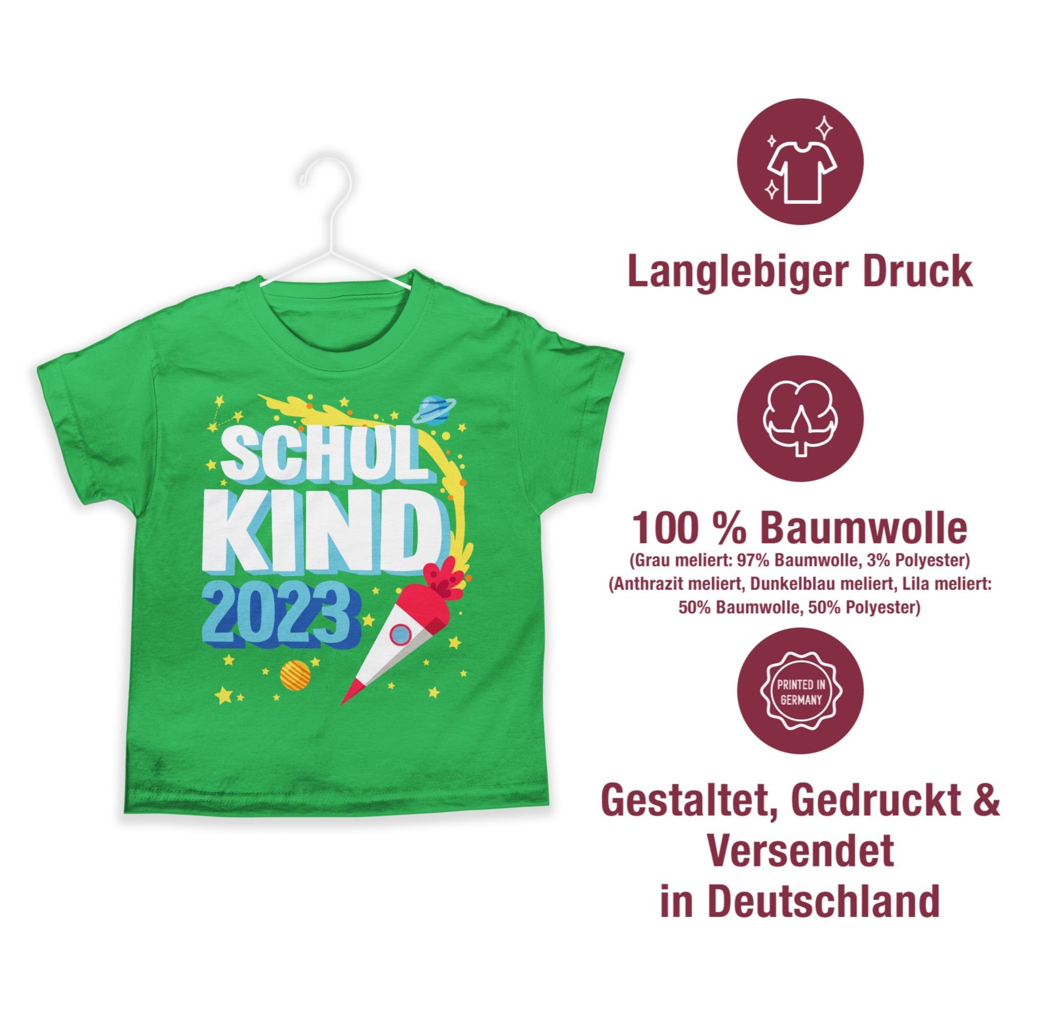 - Rakete Shirtracer T-Shirt 2023 3 Grün Junge Schulkind Einschulung Geschenke Schulanfang