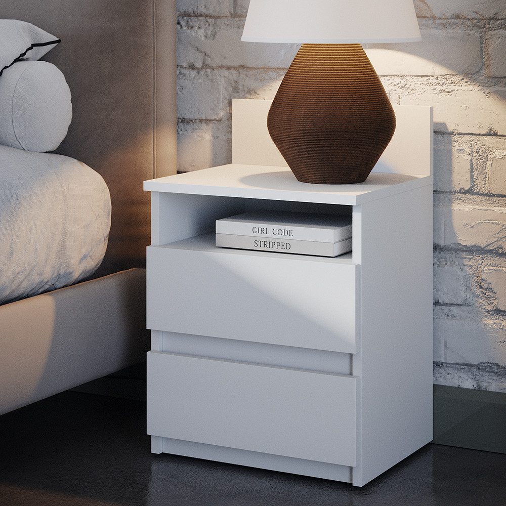 Vicco Nachtschrank Monty, Weiß, 39.6 x 59.1 cm 2er Set günstig online kaufen