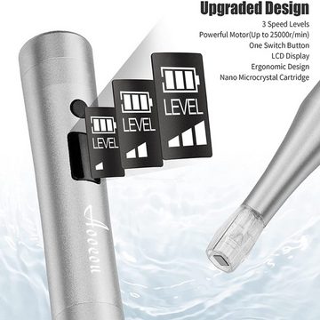 DESUO Mikrodermabrasionsgerät Elektrischer Derma Pen Verstellbar 0,08-0,1mm inkl. 2 Nadelköpfe