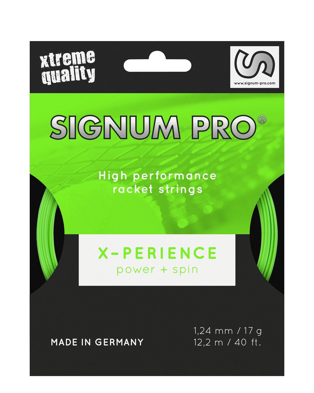 Tennissaite X-Perience (Haltbarkeit+Spin) grün 12m Set