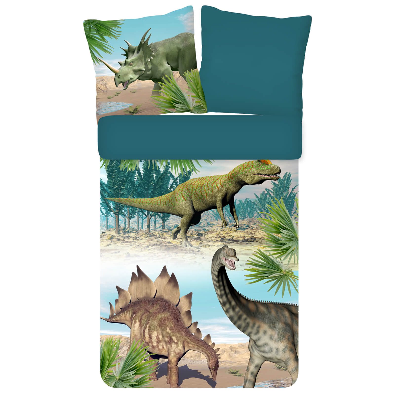 ESPiCO Kinderbettwäsche Dino Multi Trendy Bedding, Renforcé, 2 teilig, Urzeit, T-Rex, Dinos