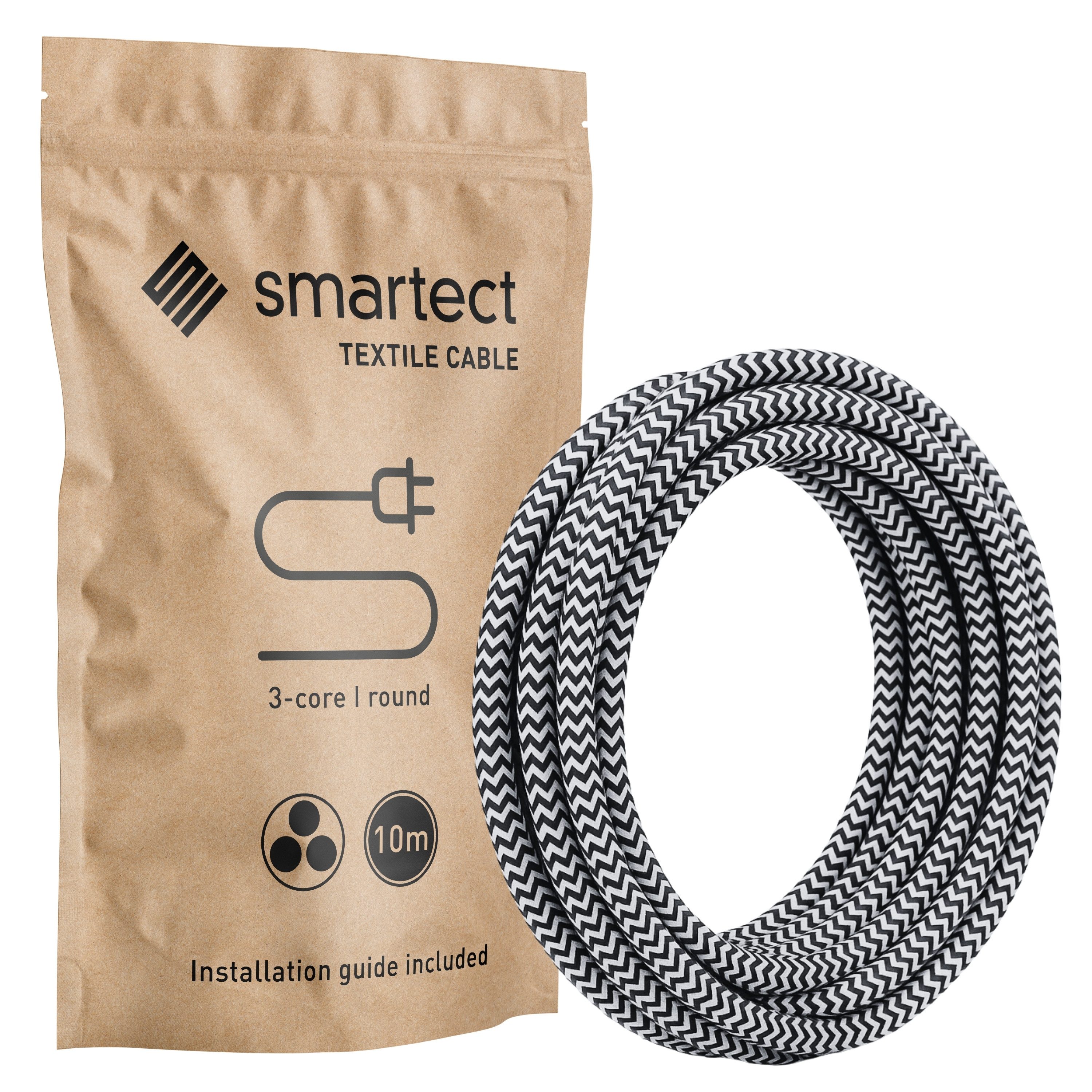 smartect smartect Textilkabel Round Stromkabel, (1000 cm), Stoffkabel Elektro für eigenes DIY-Projekt